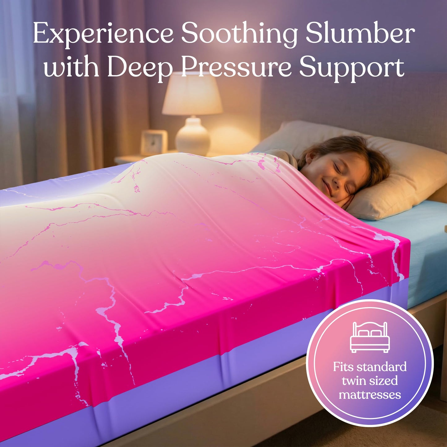 Deep Pressure Sensory Bed Sheet – Twin Sensory Compression Sheet Breathable Sleep Pod Blanket for Better Sleep Support – Calming Compression Blankets for Kids and Adults Blue Petal