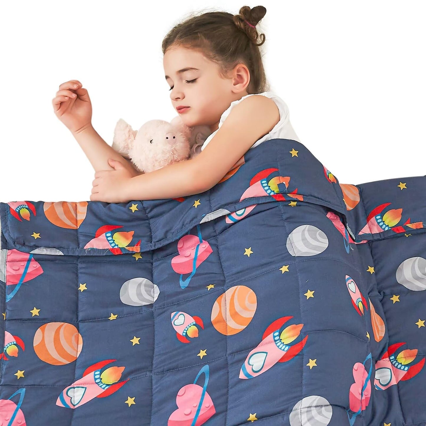yescool Weighted Lap Pad 2 Pounds Weighted Lap Blanket, Space Plane Small Weighted Blanket, Weighted Throw Blanket Gifts for Travel Indoor Outdoor, 20"x30"