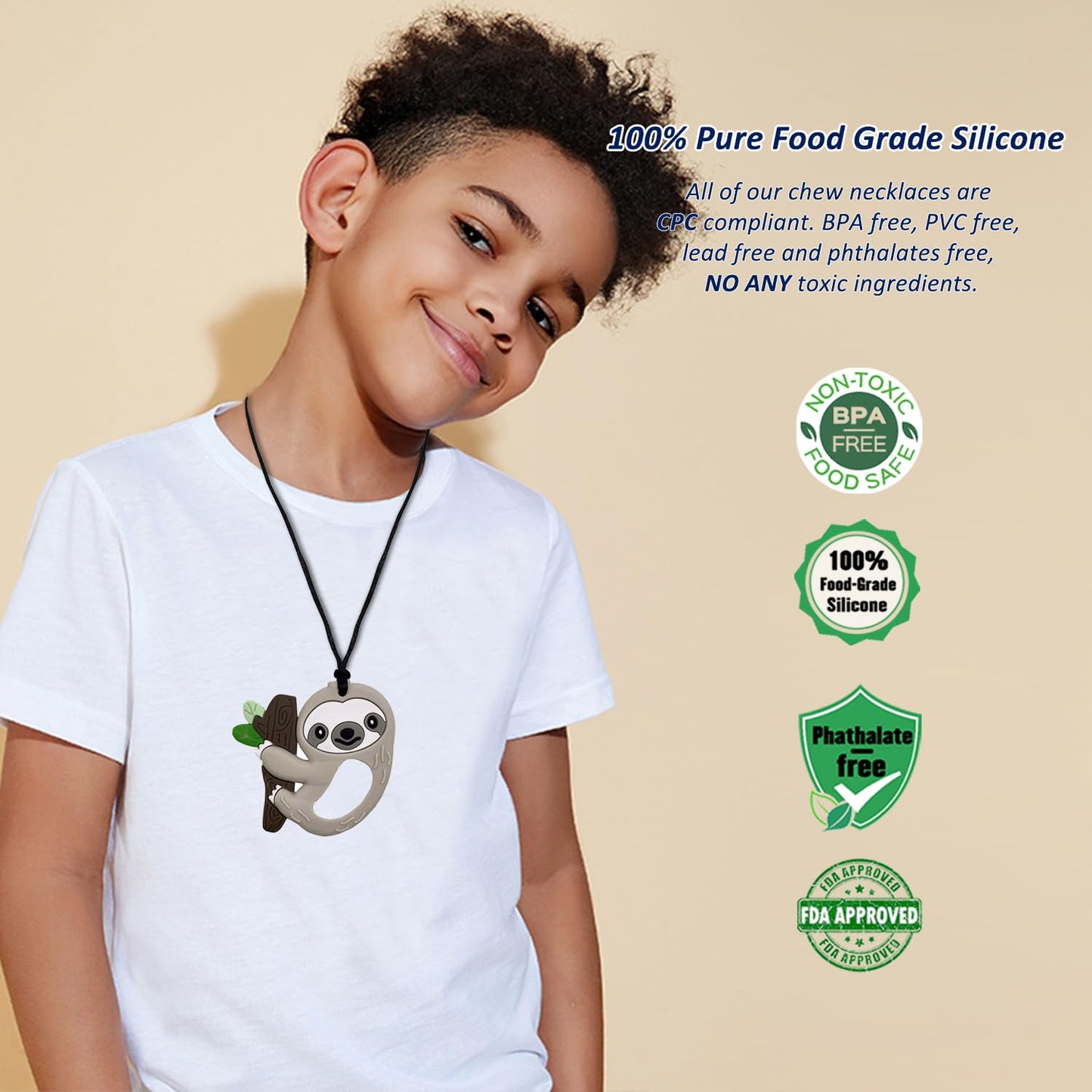 Chew Necklaces for Sensory Kids Boys Girls, Chewy Necklace Sensory Toys for Kids with Autism 6 Pack, Silicone Oral Motor Aids Chew Toys for Children Adults Reduce Fidgeting