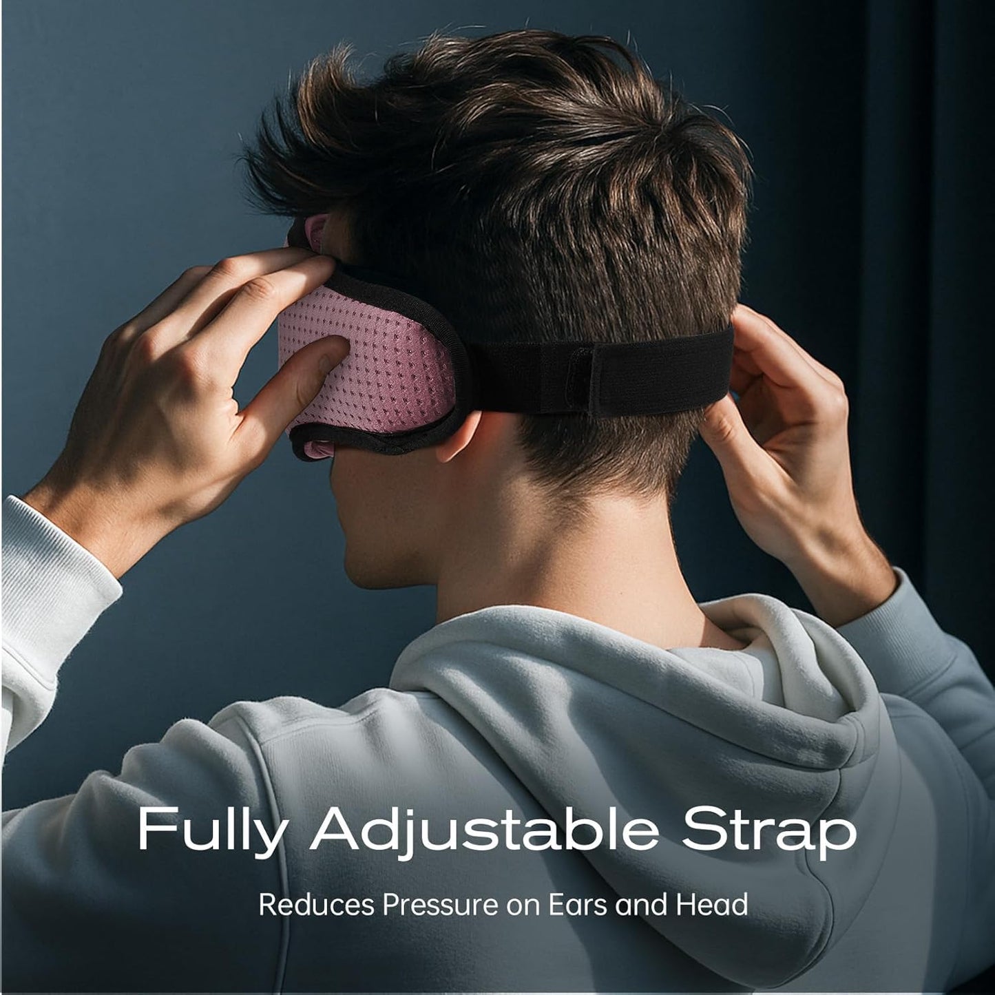 Bamboo Cotton Large Sleep Mask with Bluetooth Wireless Headphones - Blackout Eye Mask for Sleeping 3D Contoured Sleep Eye Cover Headband Ear Plugs Low Noise Hook for Men Women Better Experience (Grey)