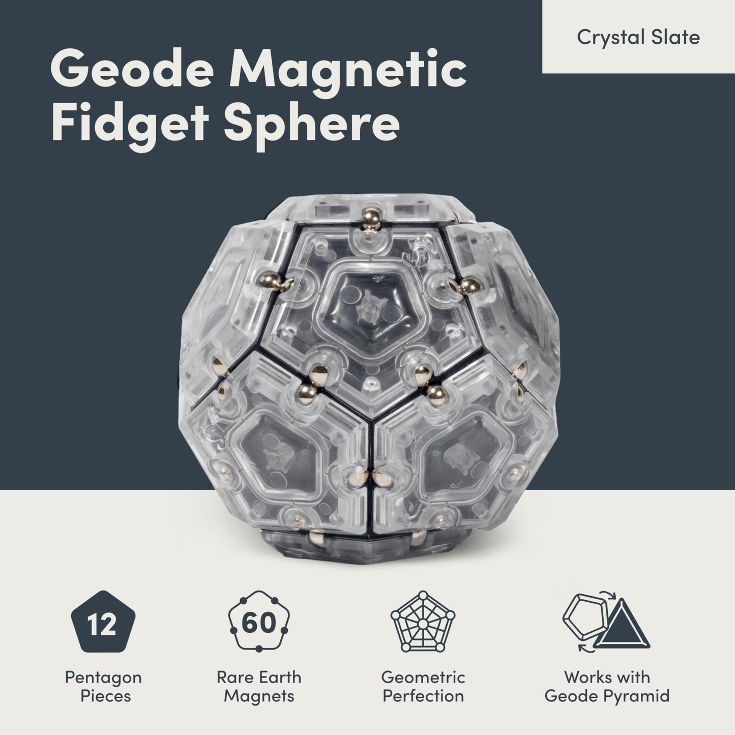 Speks Geode Magnetic Fidget Toy | Sensory Desk Toy for Adults & Teens 14+ | Stress Relief Gift | Sphere, Cool