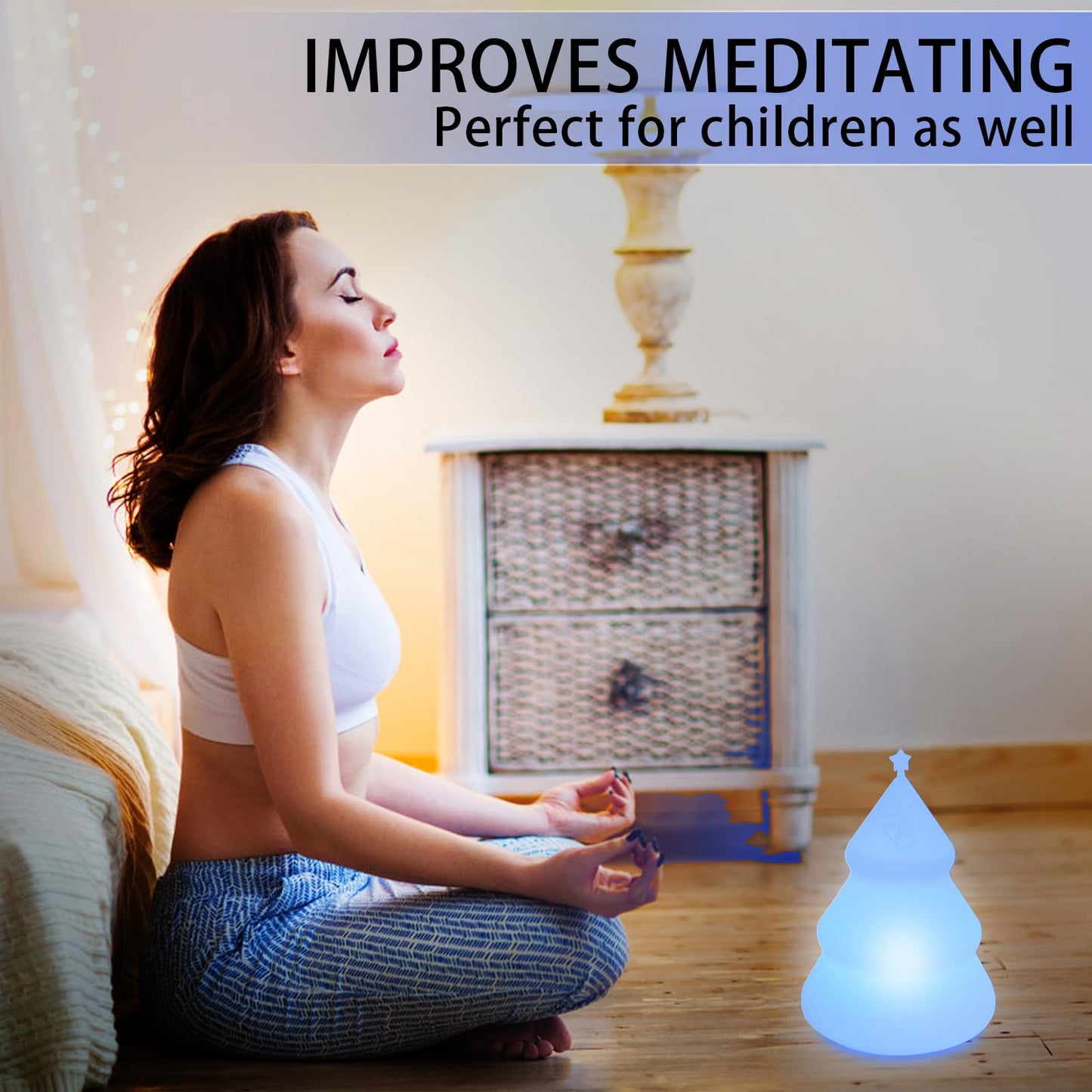 Breathing Lamp Guided Visual Meditation Tool for Mindfulness,Anxiety Relief&Calm Your Mind for Stress&Visual Relaxation and Restful Sleep,478 Seconds Breathing Rate Change 3 Colors,Gift for Kids