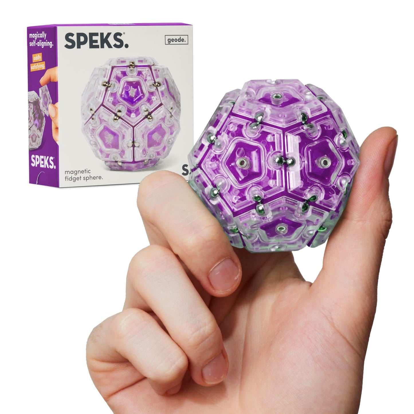 Speks Geode Magnetic Fidget Toy | Sensory Desk Toy for Adults & Teens 14+ | Stress Relief Gift | Sphere, Cool