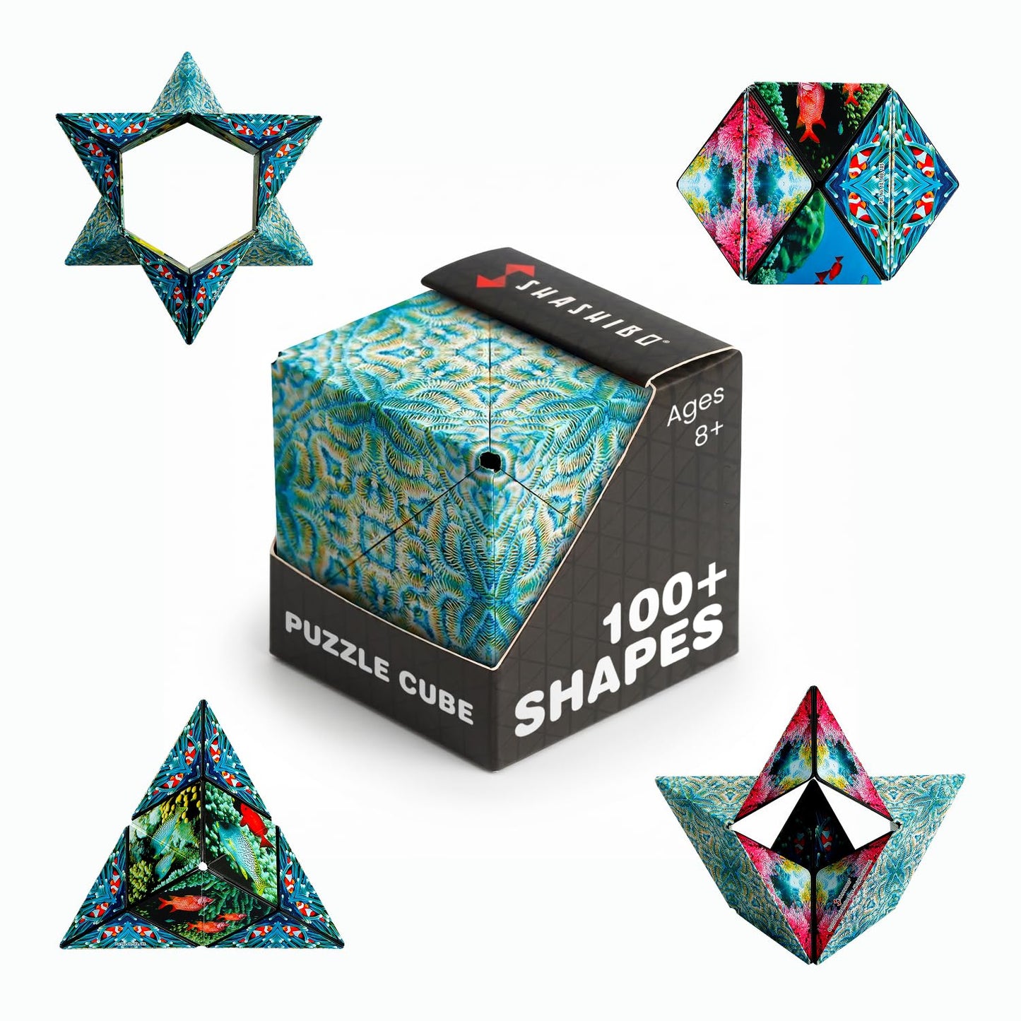 Shashibo Sensory Fidget Toy for Adults & Kids, Stress Relief Fidget Toy for Adults, Teens & Kids, Cool Fidget Toys for Desk, Classroom Must Have, Sensory Shape Shifting Cube, 100+ Possible Shapes