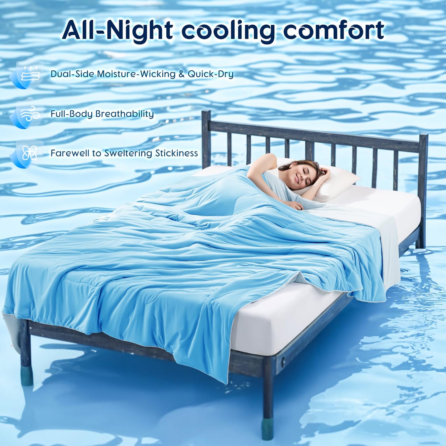 Cooling Blanket for Hot Sleepers & Night Sweats – Cooling Comforter, Breathable Lightweight Double-Sided Summer Bedding, Breathable Soft All Season (Lavender, Queen(90"x90"))
