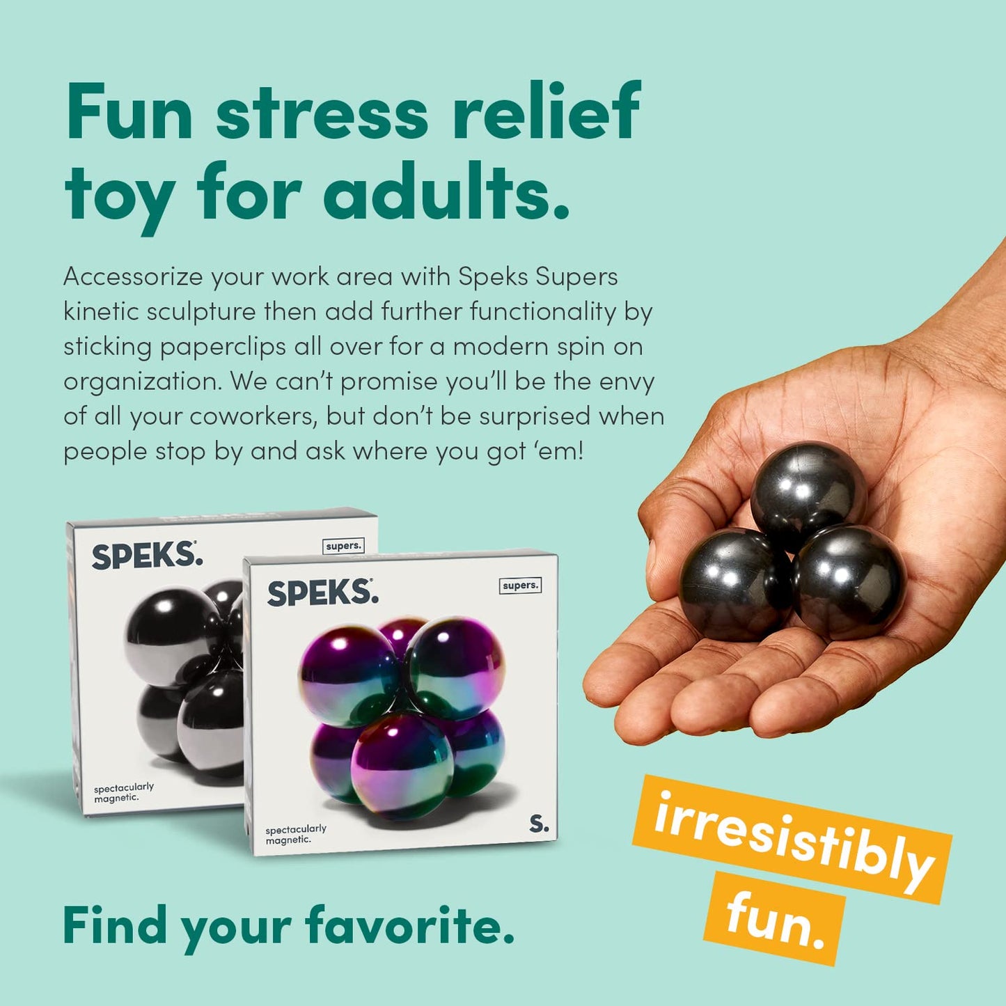 Speks Supers Magnetic Balls Fidget Toy for Adults and Teens 14+ | Stress Relief, Desk Toy | Stocking Stuffers & Office Holiday Gifts | Oil Slick 6 Pack