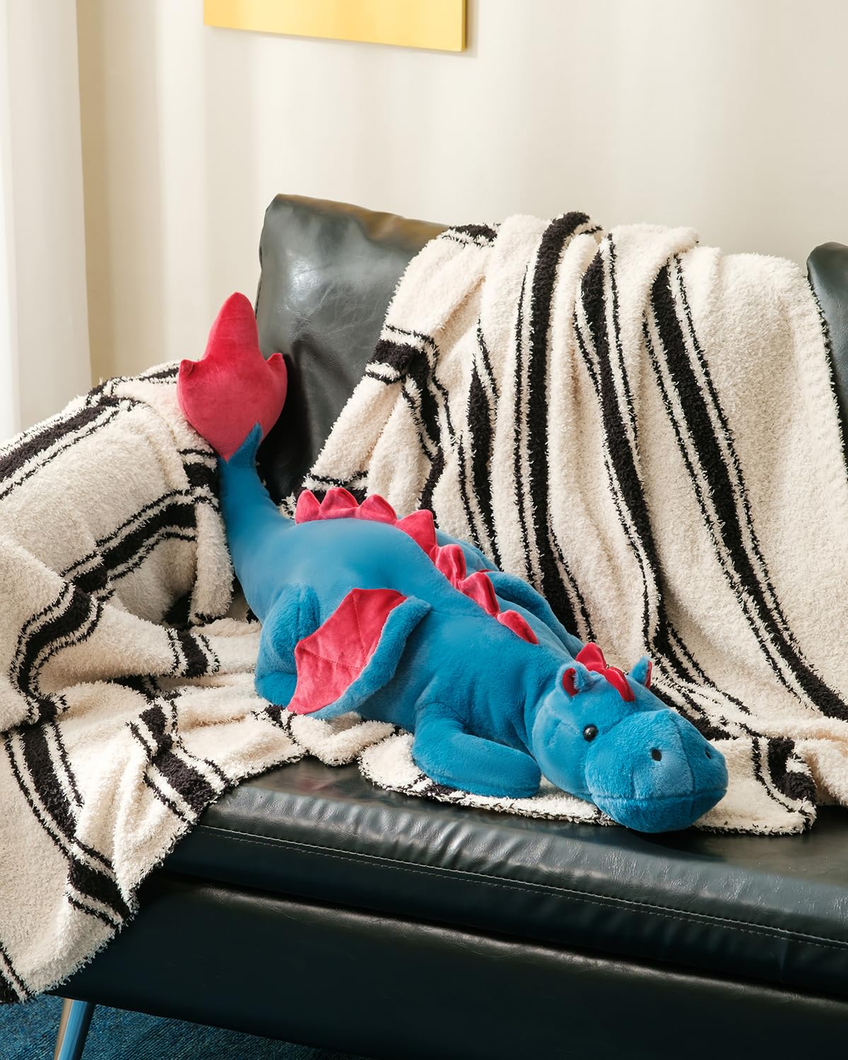 35.4" Weighted Dragon Plush Toy, 5lb Weighted Stuffed Animals, Silent Glass Beads Large Dragon Pillow for Sensory Relaxation for Kids and Adults, for Bedtime & Lounging
