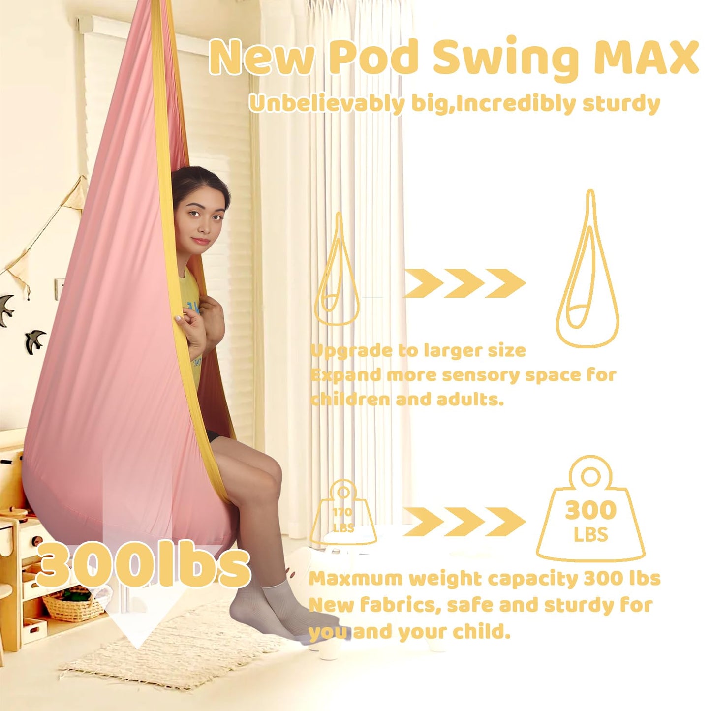 HiCamer Sensory Swing for Kids indoor and outdoor Pod hammock Chair Seat Upgrade Max 300 lbs Hanging Swing with Inflatable Cushion Includes Hardware Hanger Kit for Aspergers Autism ADHD (Cranberry)