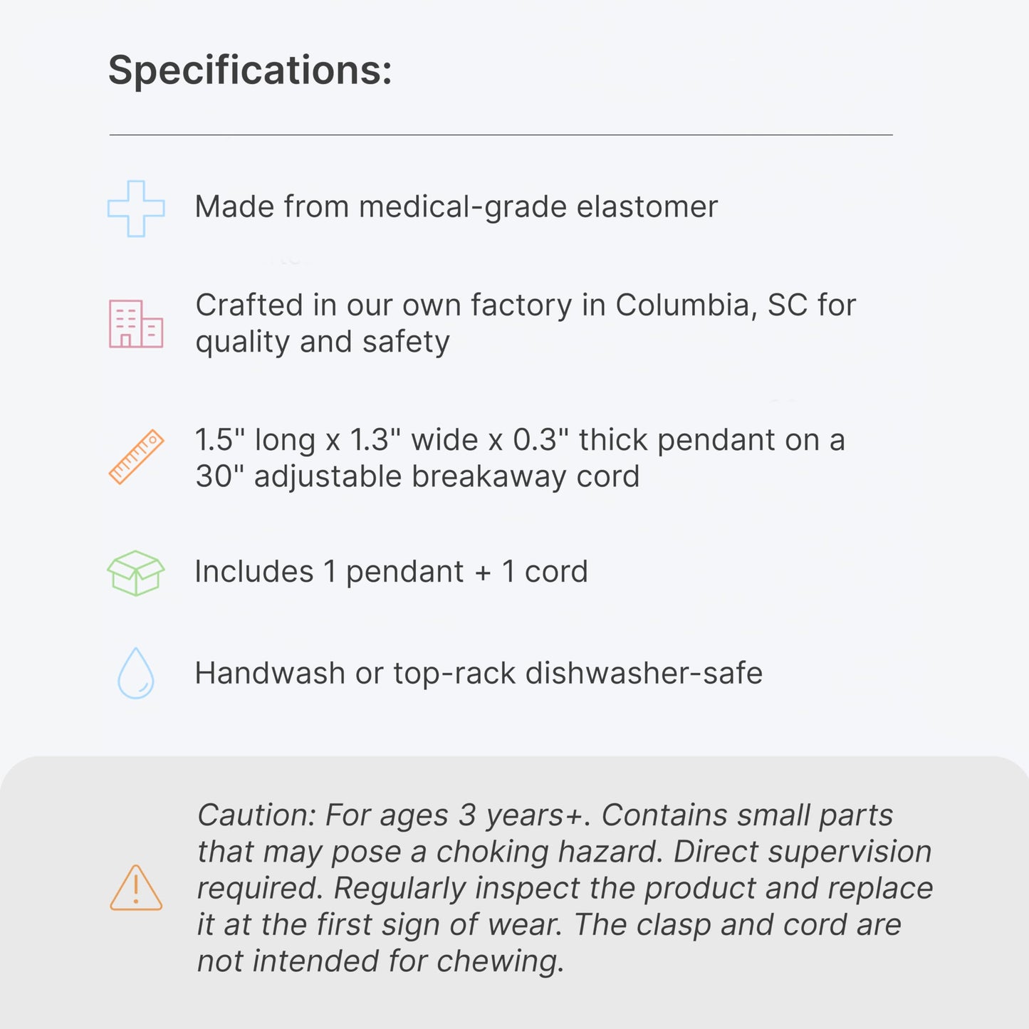 ARK Guitar Pick Small Thin Chew Necklace, Chew Necklaces for Sensory Kids and Adults, Oral Fidget for Autism, ADHD, SPD, Anxiety, Medical-Grade Sensory Chew Necklace, Standard, Softest, Light Grey
