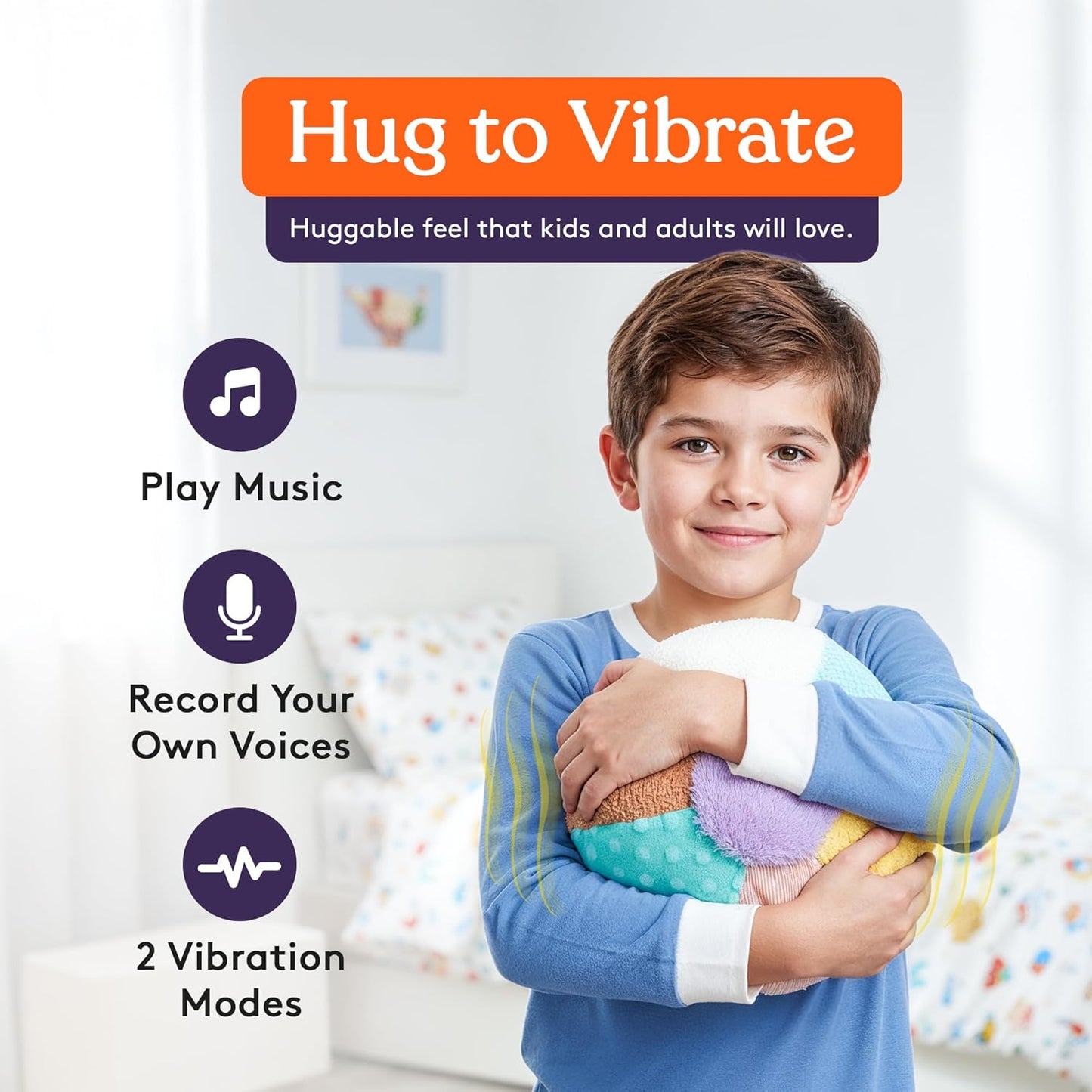 Special Supplies Sensory Vibrating Weighted Pillow for Kids and Adults – Soft Velvet Cover with Textured Therapy Stimulation, Calming Relaxation, 3 Vibration Modes, Music & Voice Recording (3 LB)