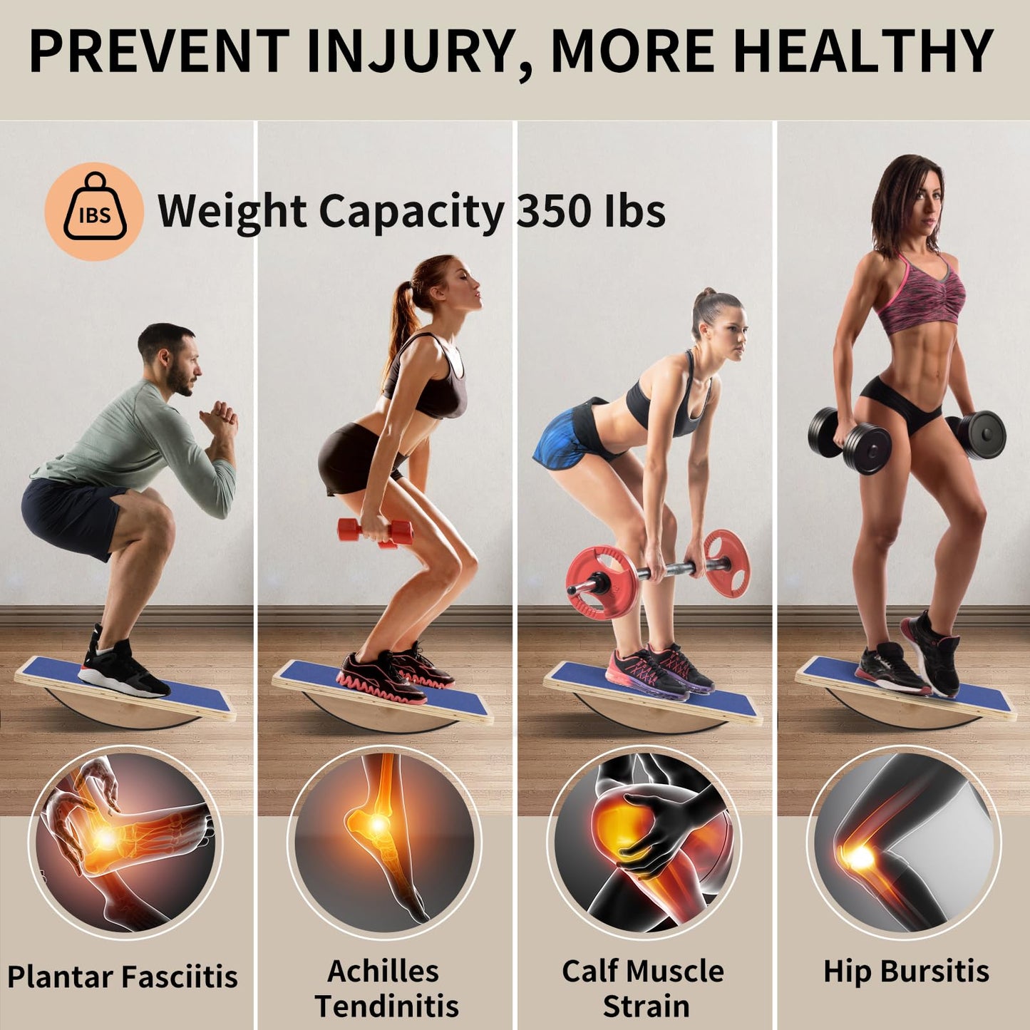Juoe Balance Board Wobble Board for Adults and Kids - Anti-Slip 350LBS Balance Board for Physical Therapy,Balance Training,Posture Correction,Standing Desk Core Strength Wooden Balance Rocker Board