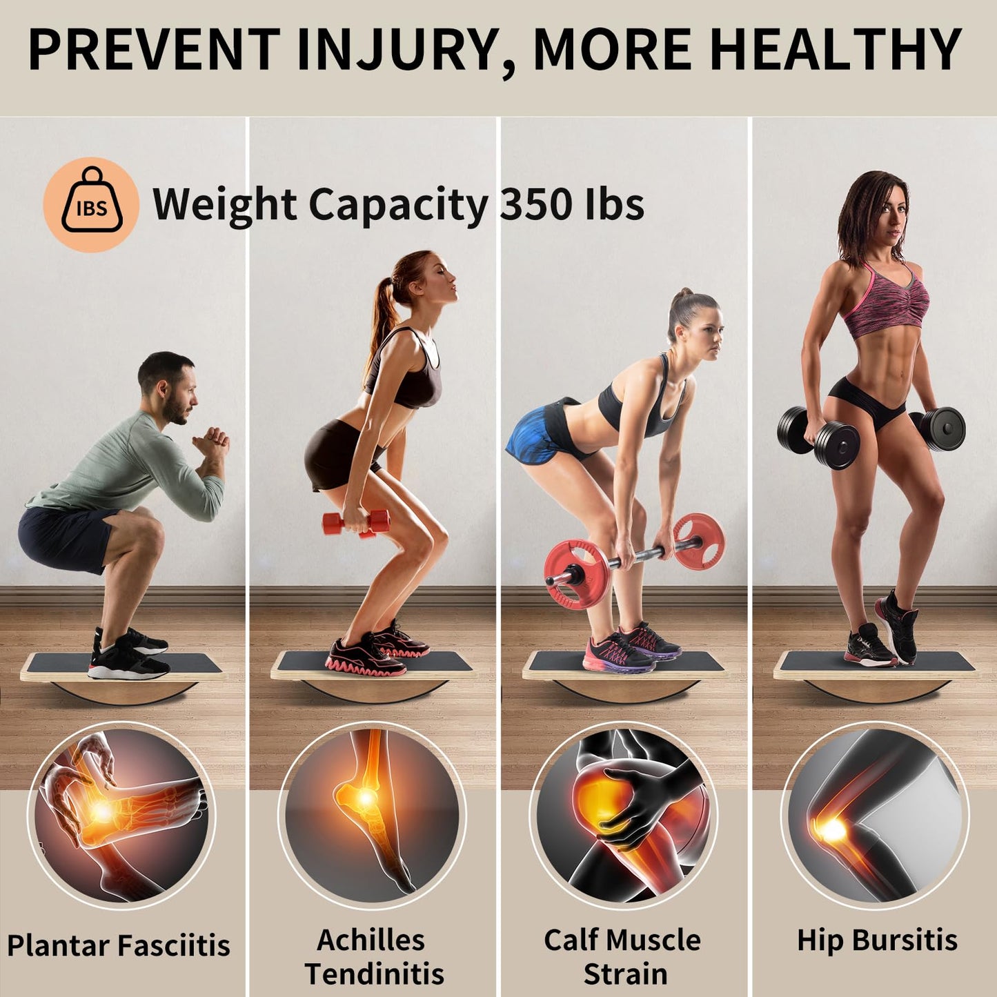 Juoe Balance Board Wobble Board for Adults and Kids - Anti-Slip 350LBS Balance Board for Physical Therapy,Balance Training,Posture Correction,Standing Desk Core Strength Wooden Balance Rocker Board