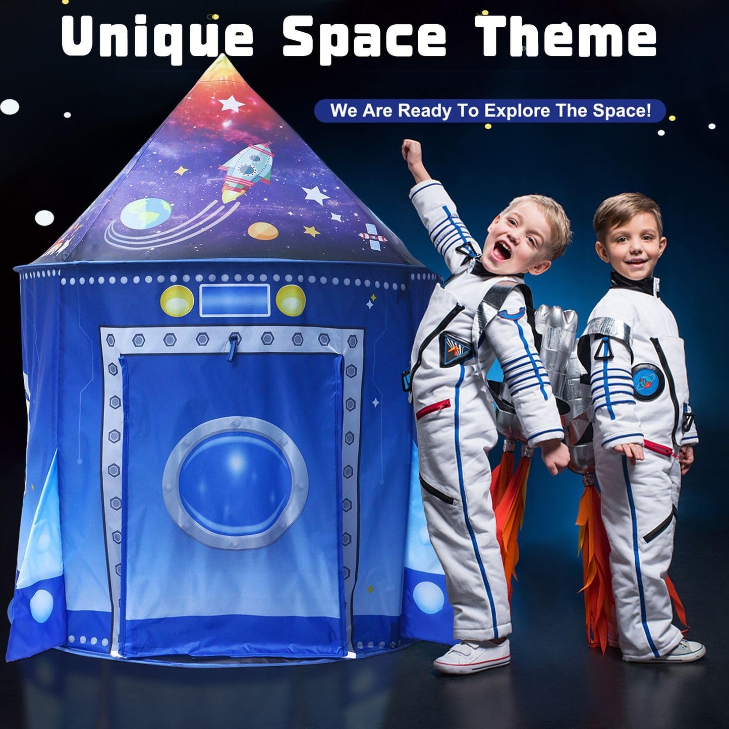 Kaivee Space World Play Tent Pop Up Kids Indoor Sensory Playhouse Children Foldable Kids Tent for Boys Girls Toddler as 3 4 5 6 7 Years Gift as Birthday Christmas Toys
