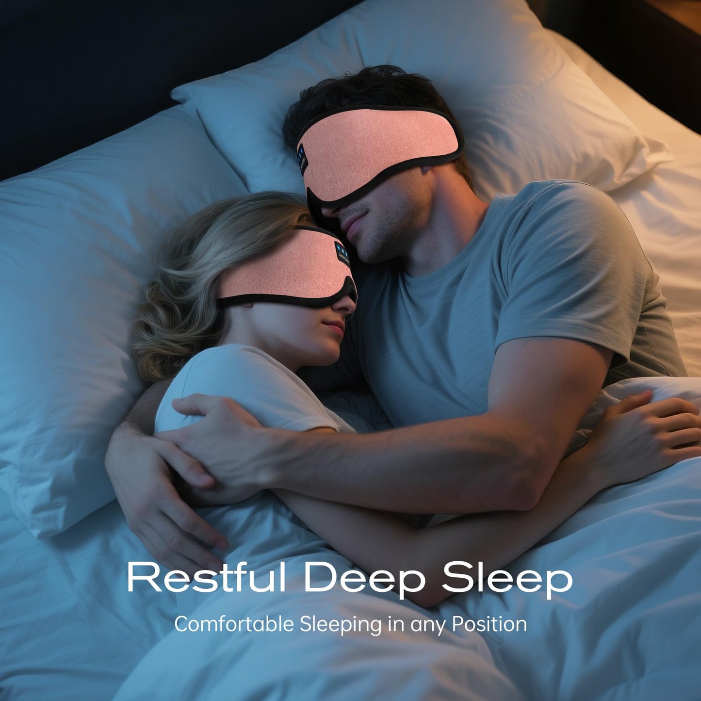 Bamboo Cotton Large Sleep Mask with Bluetooth Wireless Headphones - Blackout Eye Mask for Sleeping 3D Contoured Sleep Eye Cover Headband Ear Plugs Low Noise Hook for Men Women Better Experience (Grey)