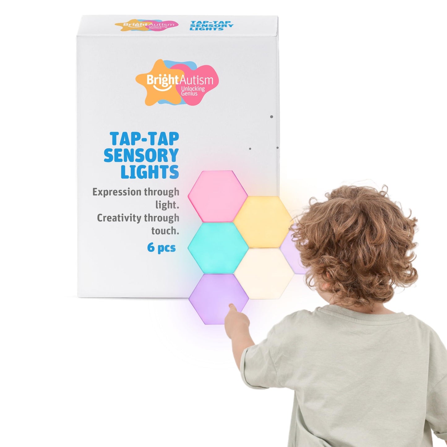 Bright Autism Tap-Tap Touch Sensory Lights – Dimmable Room Lighting for Therapeutic & Educational Play. Visual & Tactile Soothing LED Stimulation. Perfect Addition to Your Child's Bedroom (6pcs)