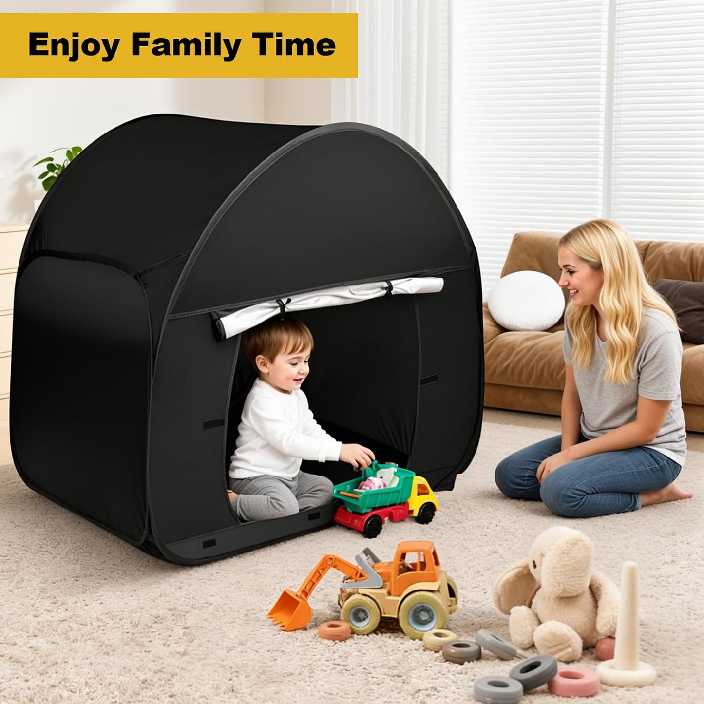 Large Sensory Tent for Kids with Autism- 47x47in Pop-Up Indoor Play Tent with Travel Bag for Calming Down & Improving Focus - Ideal for Children with Autism, ADHD, & SPD