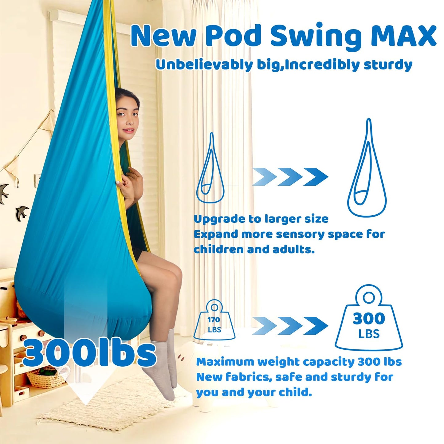 HiCamer Sensory Swing for Kids indoor and outdoor Pod hammock Chair Seat Upgrade Max 300 lbs Hanging Swing with Inflatable Cushion Includes Hardware Hanger Kit for Aspergers Autism ADHD (Cranberry)