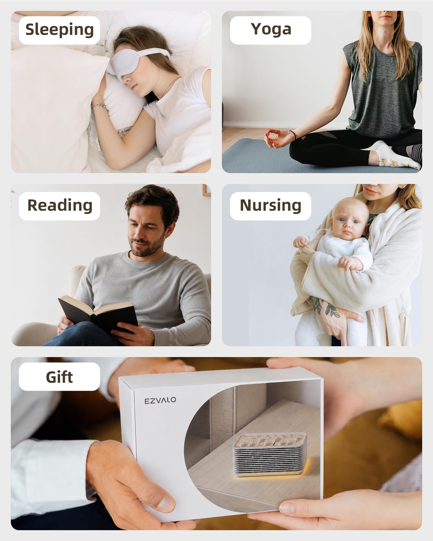 White Noise Sound Machine for Sleep, 255+ Natural Sound Combinations, Breathing Night Light with Sleep Timer, Volume Control, Rechargeable Bluetooth Speaker, Bedroom Relaxation Baby Kids Adults