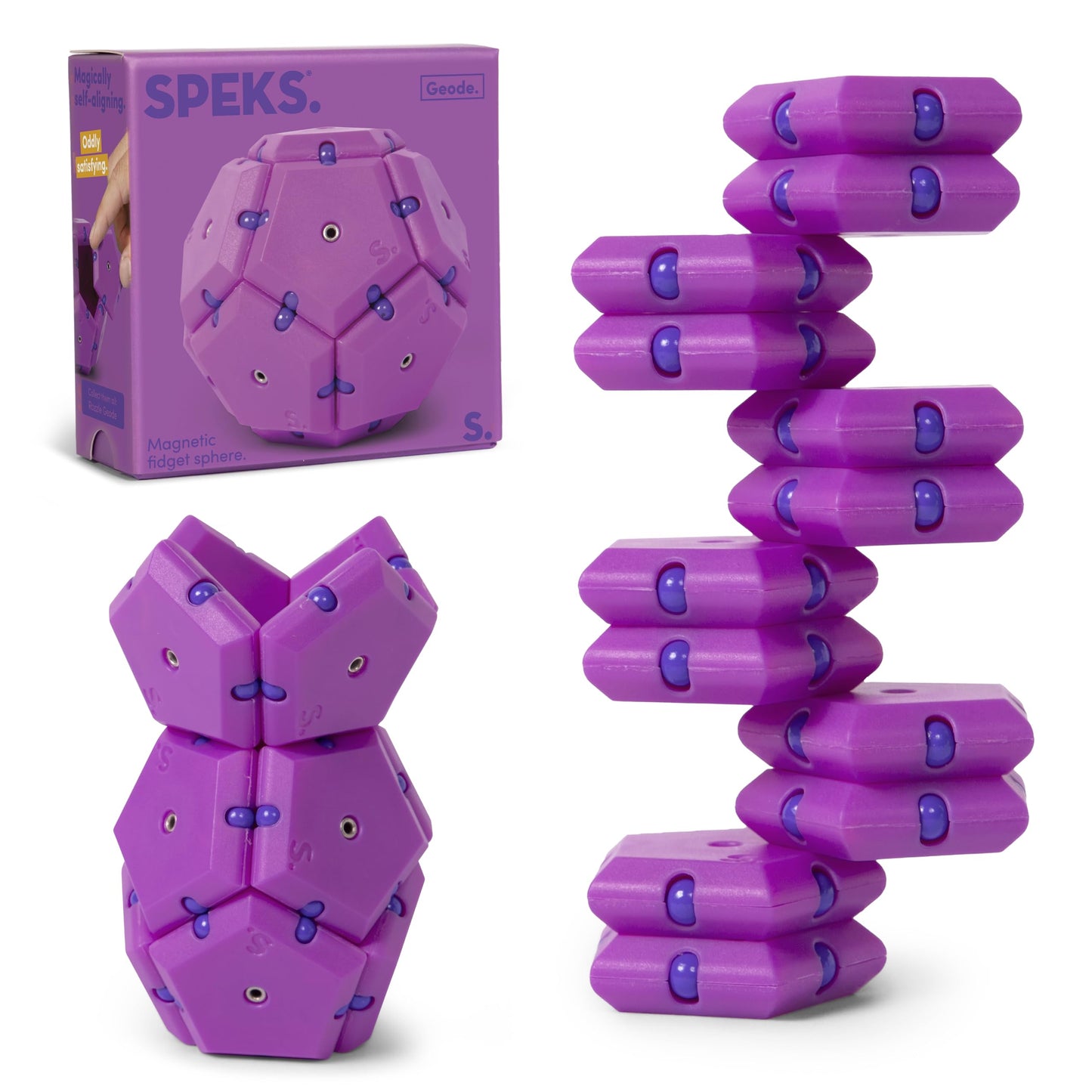 Speks Geode Magnetic Fidget Toy | Sensory Desk Toy for Adults & Teens 14+ | Stress Relief Gift | Sphere, Cool