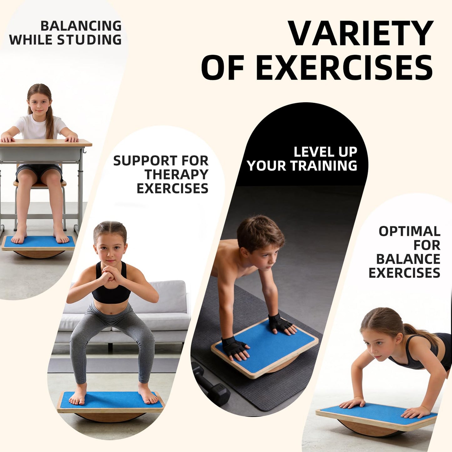 Juoe Balance Board Wobble Board for Adults and Kids - Anti-Slip 350LBS Balance Board for Physical Therapy,Balance Training,Posture Correction,Standing Desk Core Strength Wooden Balance Rocker Board