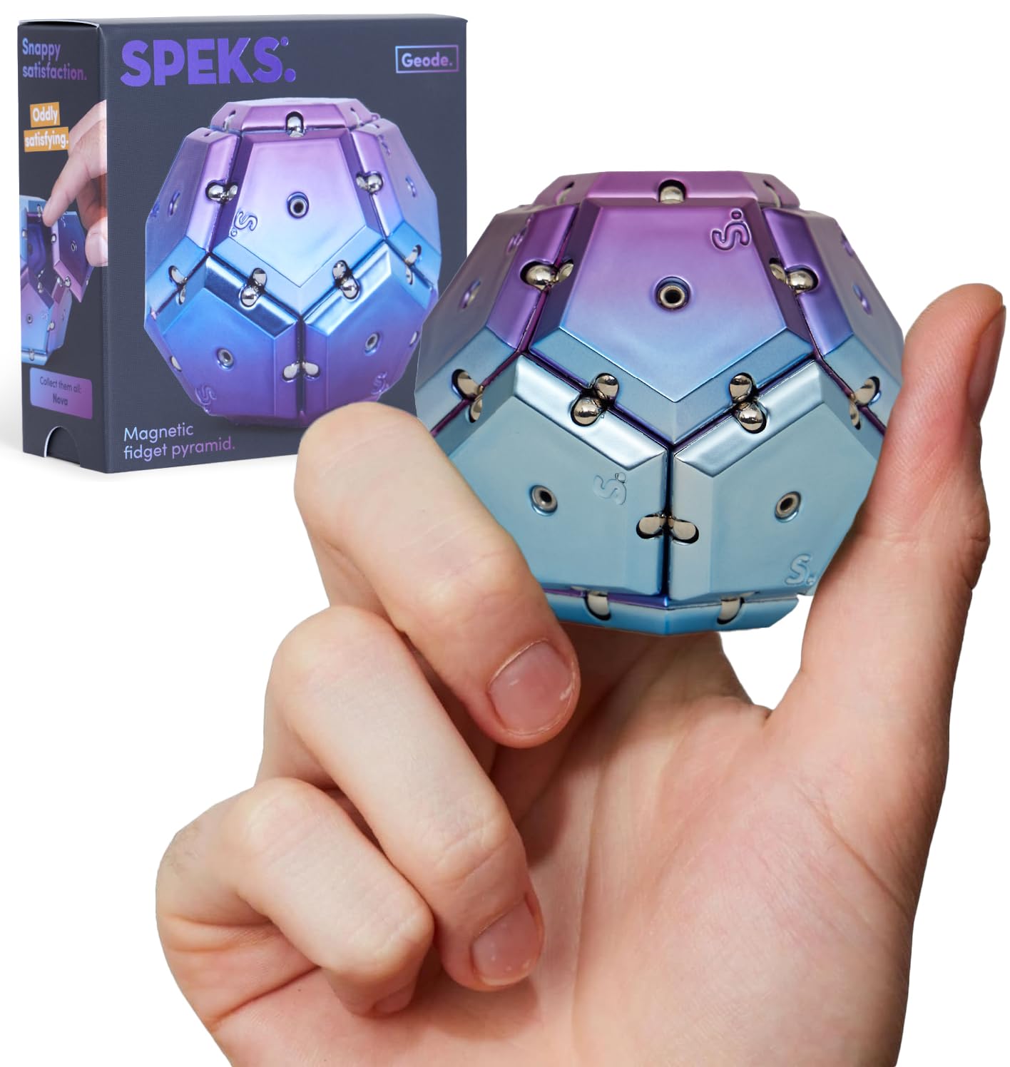 Speks Geode Magnetic Fidget Toy | Sensory Desk Toy for Adults & Teens 14+ | Stress Relief Gift | Sphere, Cool