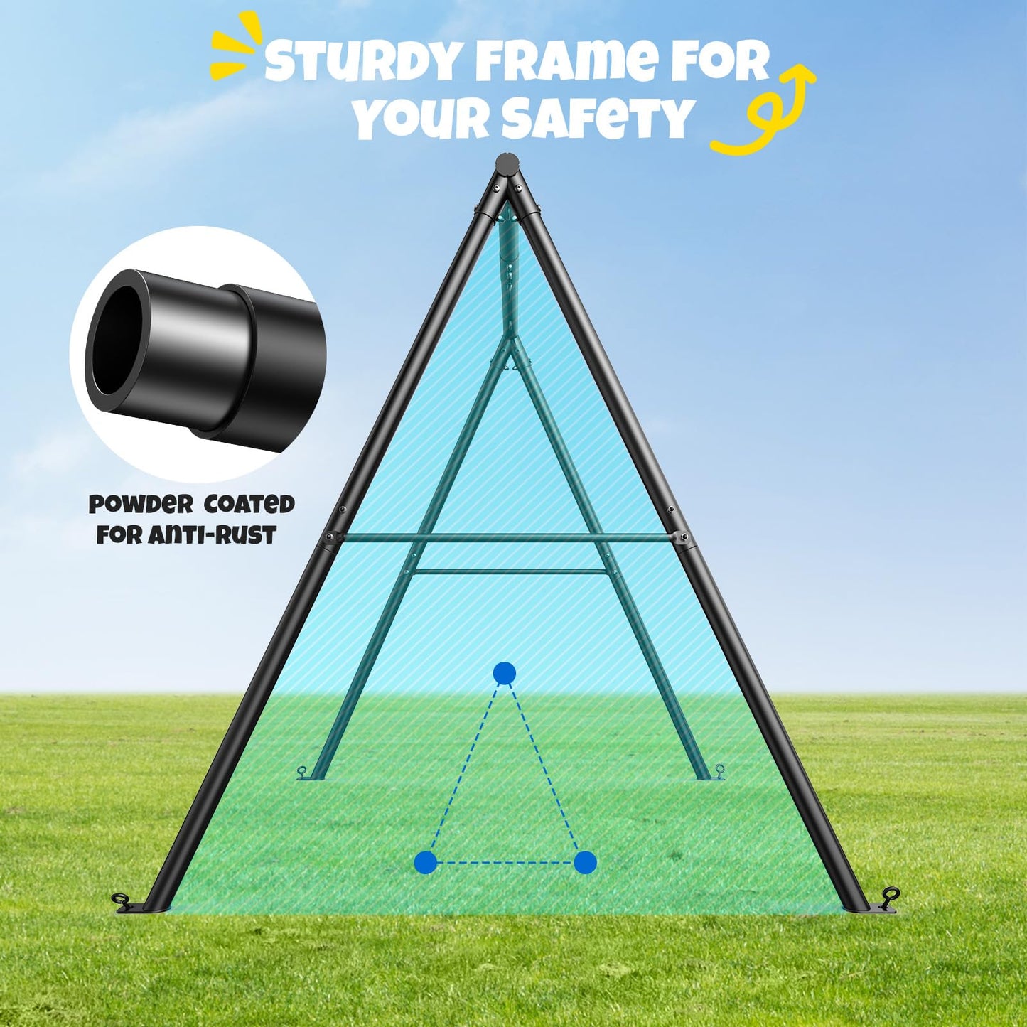 Trekassy Saucer Swing with Frame for Kids Outdoor, 440lbs Swing Set with Heavy Duty Metal Stand for Backyard, Outdoor Kids Play Equipment (Patented)