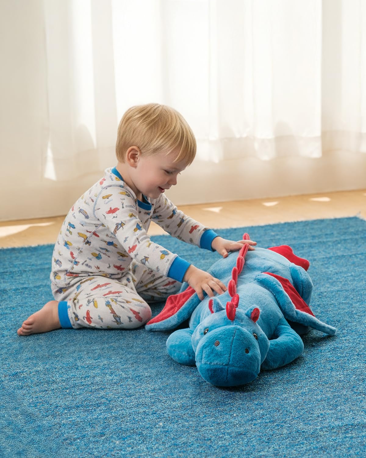35.4" Weighted Dragon Plush Toy, 5lb Weighted Stuffed Animals, Silent Glass Beads Large Dragon Pillow for Sensory Relaxation for Kids and Adults, for Bedtime & Lounging