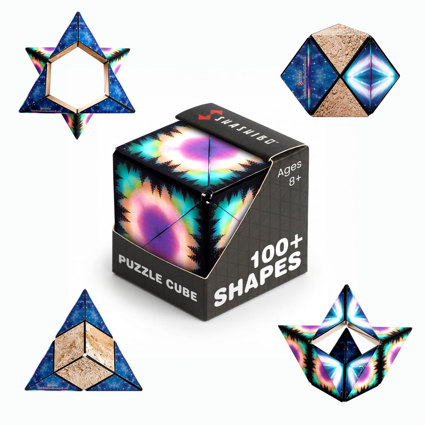 Shashibo Sensory Fidget Toy for Adults & Kids, Stress Relief Fidget Toy for Adults, Teens & Kids, Cool Fidget Toys for Desk, Classroom Must Have, Sensory Shape Shifting Cube, 100+ Possible Shapes