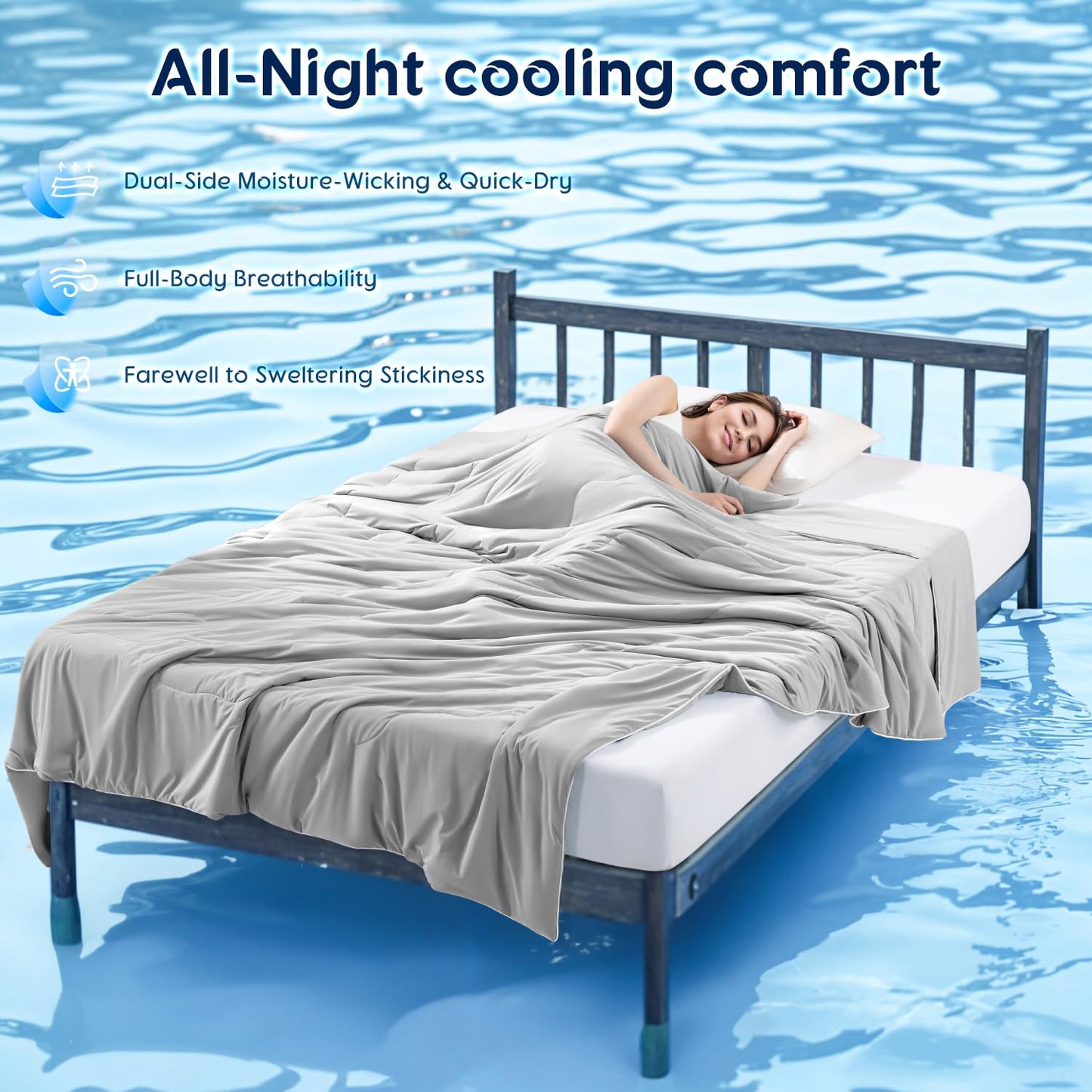 Cooling Blanket for Hot Sleepers & Night Sweats – Cooling Comforter, Breathable Lightweight Double-Sided Summer Bedding, Breathable Soft All Season (Lavender, Queen(90"x90"))