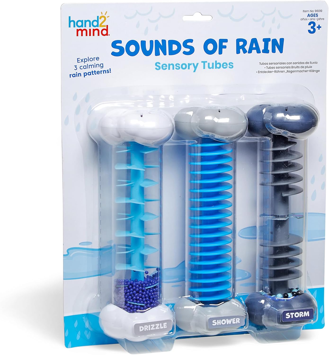 hand2mind Calming Sensory Tubes, Rain Sound Fidget Tubes, Rain Stick Instrument, Toddler Sensory Toys, Calm Down Corner Supplies, Science Classroom Weather Toys, Play Therapy Activities