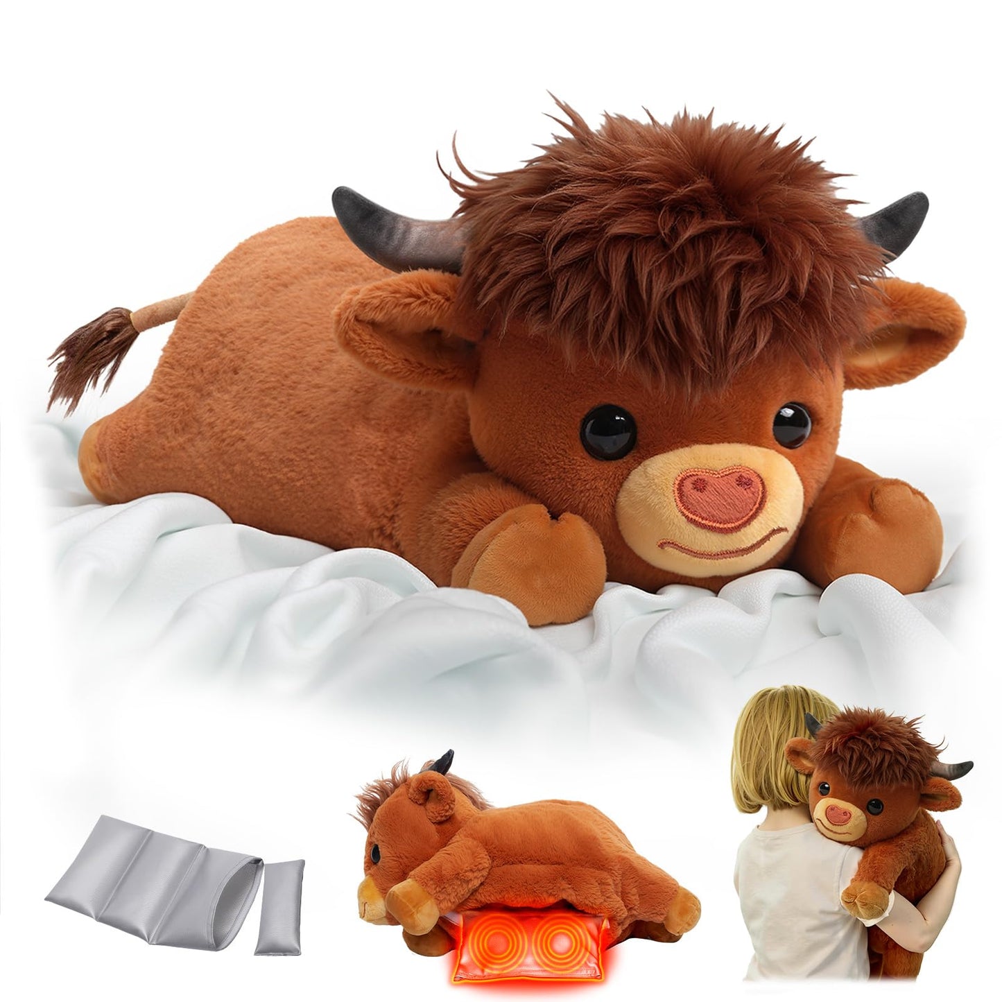 Mewaii Weighted Stuffed Animals 5 lbs Adjustable, Heated & Coolable 23 Inch Plush for Realistic Hug, Microwavable Removable Inner Pad, Cat Gifts for Adults & Kids (Black)