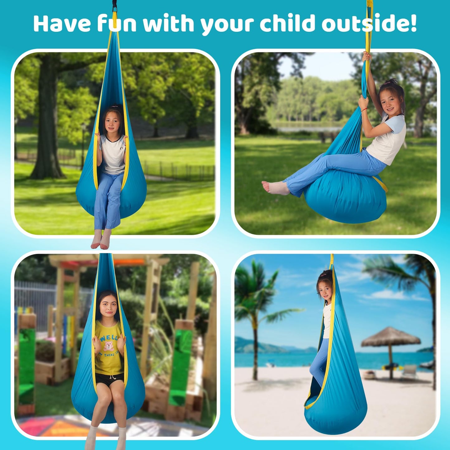 HiCamer Sensory Swing for Kids indoor and outdoor Pod hammock Chair Seat Upgrade Max 300 lbs Hanging Swing with Inflatable Cushion Includes Hardware Hanger Kit for Aspergers Autism ADHD (Cranberry)