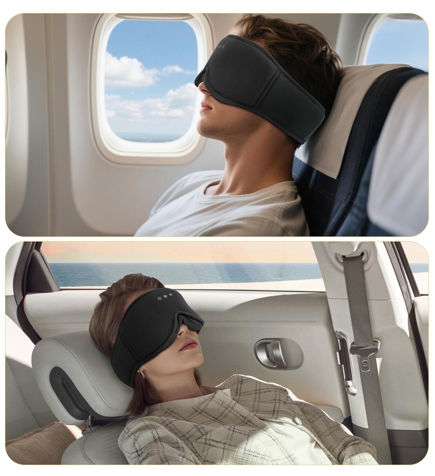 Bamboo Cotton Large Sleep Mask with Bluetooth Wireless Headphones - Blackout Eye Mask for Sleeping 3D Contoured Sleep Eye Cover Headband Ear Plugs Low Noise Hook for Men Women Better Experience (Grey)