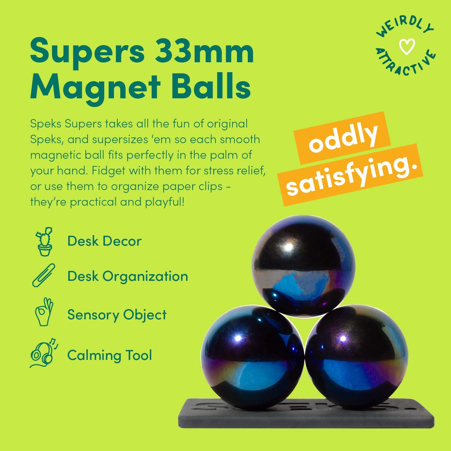 Speks Supers Magnetic Balls Fidget Toy for Adults and Teens 14+ | Stress Relief, Desk Toy | Stocking Stuffers & Office Holiday Gifts | Oil Slick 6 Pack
