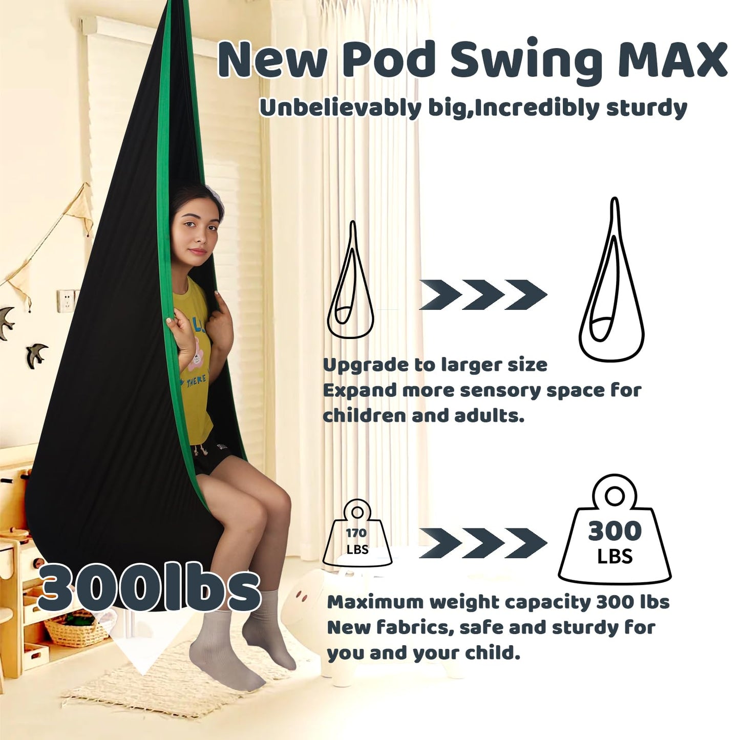 HiCamer Sensory Swing for Kids indoor and outdoor Pod hammock Chair Seat Upgrade Max 300 lbs Hanging Swing with Inflatable Cushion Includes Hardware Hanger Kit for Aspergers Autism ADHD (Cranberry)