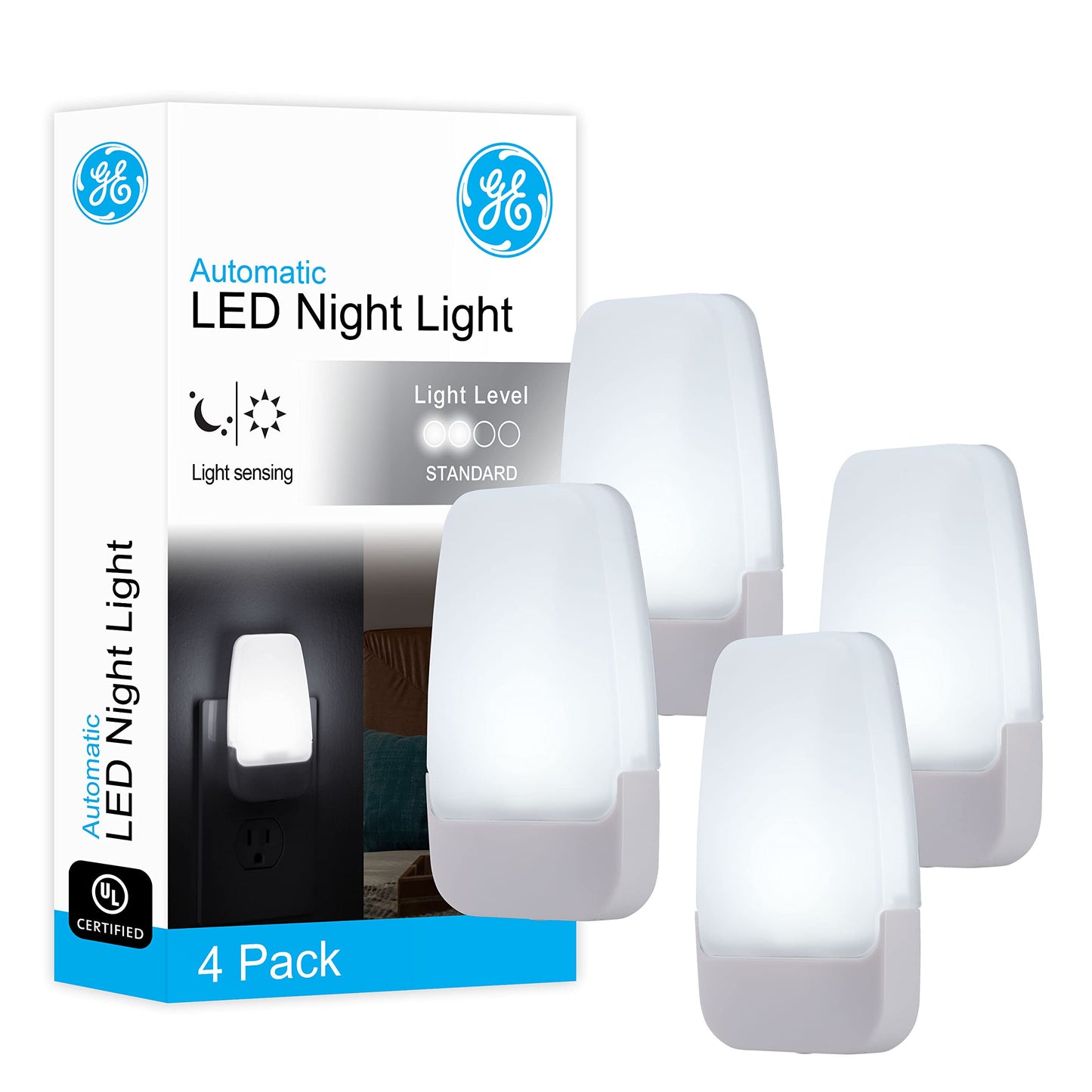 GE Sleeplite Night Lights Plug Into Wall, Dusk to Dawn Sensor, Ambient Lighting, Sleep Aid, Bathroom Décor, LED Lights for Bedroom, Apartment Essentials, Smart Home,76135, Amber, 2 Pack