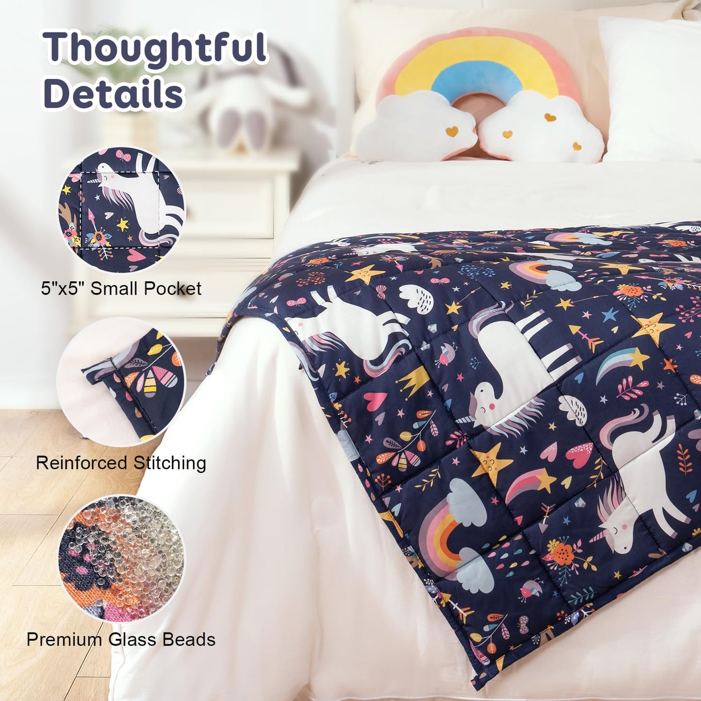 Kivik Weighted Blanket 3lbs, Blue Dinosaur Weighted Blankets, Cute Small Weighted Blankets 3 Pounds, Washable Soft Heavy Blanket Throw for All-Season, 36x48 Inches Blue