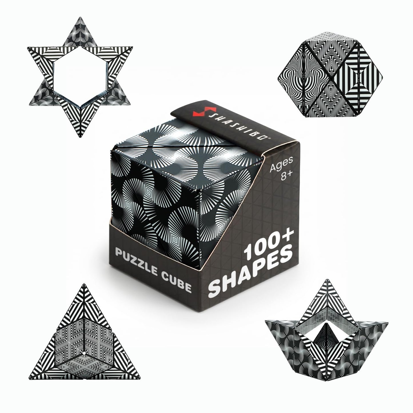 Shashibo Sensory Fidget Toy for Adults & Kids, Stress Relief Fidget Toy for Adults, Teens & Kids, Cool Fidget Toys for Desk, Classroom Must Have, Sensory Shape Shifting Cube, 100+ Possible Shapes
