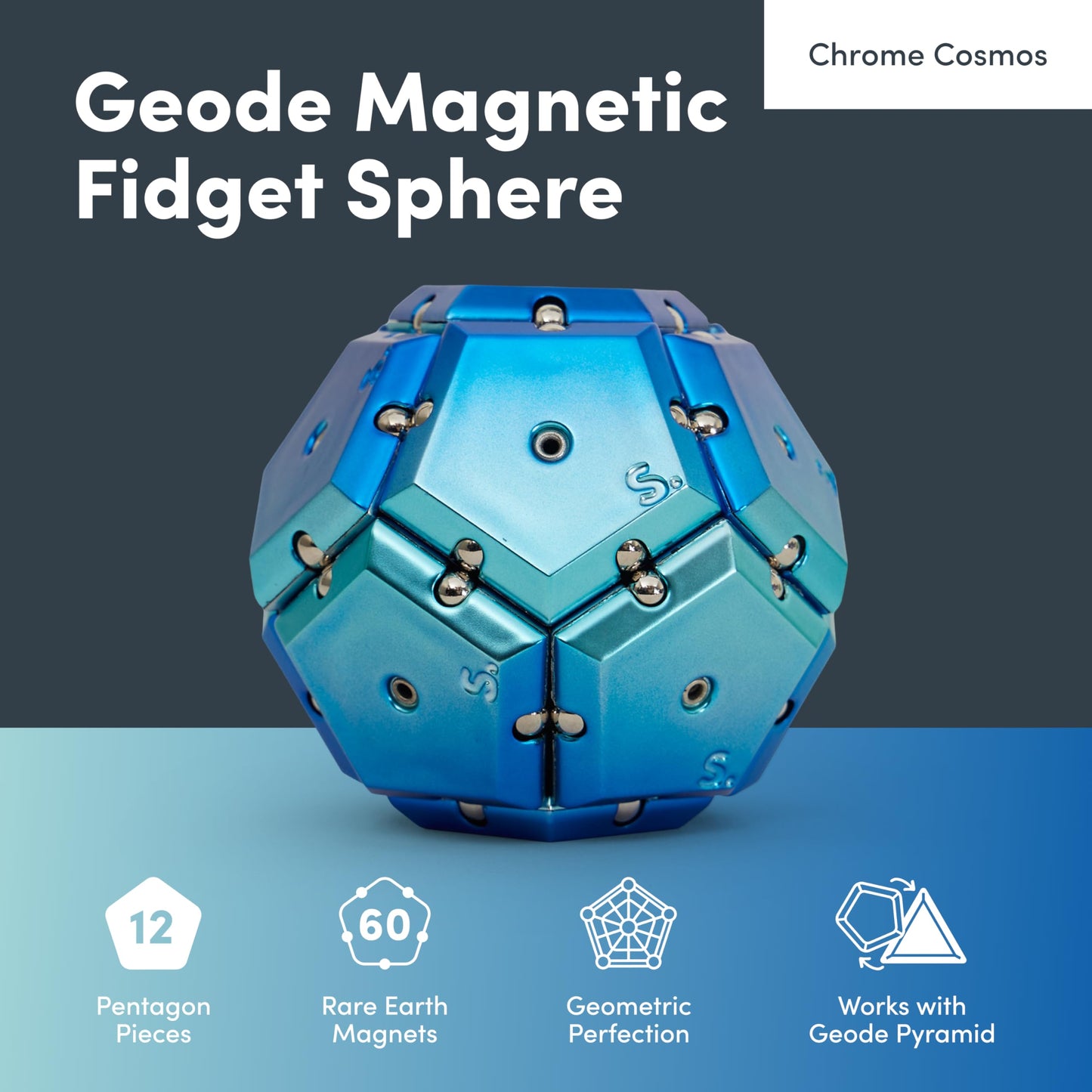 Speks Geode Magnetic Fidget Toy | Sensory Desk Toy for Adults & Teens 14+ | Stress Relief Gift | Sphere, Cool