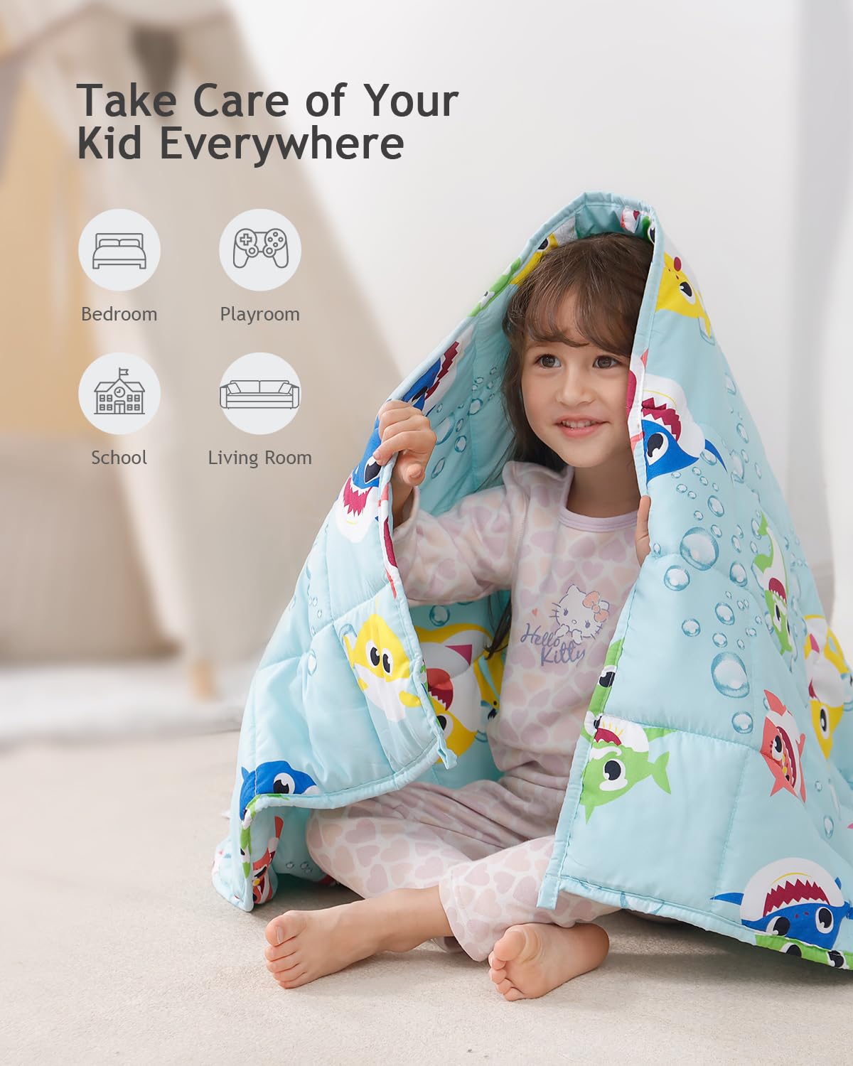 Kivik Weighted Blanket 3lbs, Blue Dinosaur Weighted Blankets, Cute Small Weighted Blankets 3 Pounds, Washable Soft Heavy Blanket Throw for All-Season, 36x48 Inches Blue