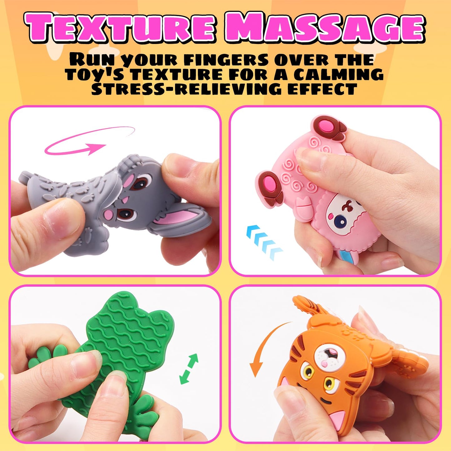 12 Pack Animal Sensory Toys for Kids Toddlers, Textured Silicone Fidget Toys, Quiet Travel Toys for Airplane, Car Rides, Preschool & Home Sensory Play, Classroom Calm Corner Toys