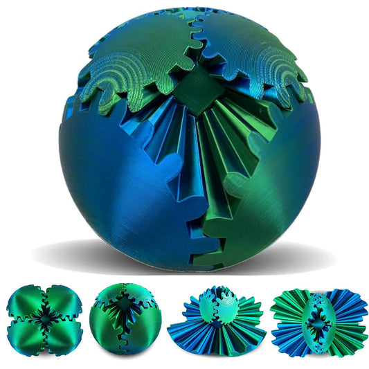 Gear Sphere, 3D Printed Gearsphere - The Steampunk Whirling Wonder Fidget Gear Ball, Gearsphere Cube Fidget Toy for Office and Home, Stress Relief Cool Stuff Toys Gift for 3+ Kids Adult (Purple)