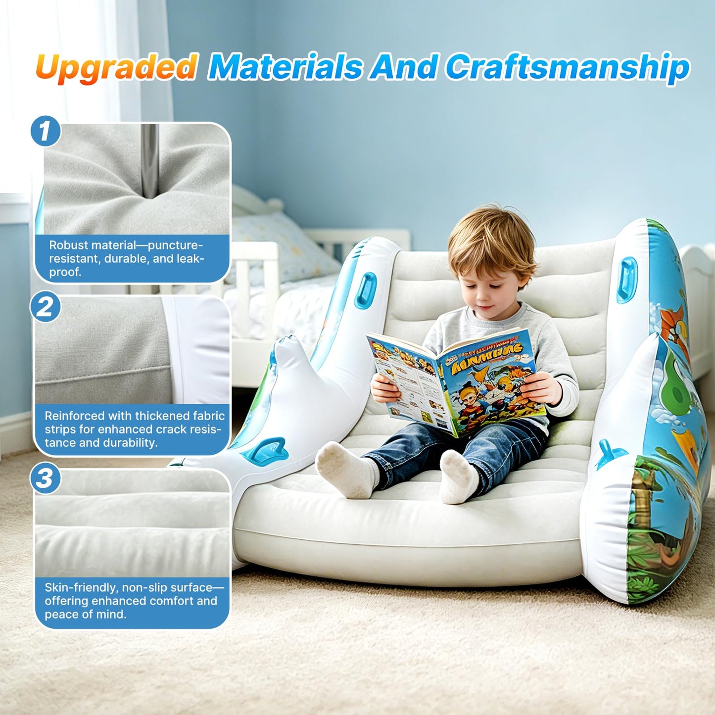 Sensory Inflatable Rocking Chair-Toddler Inflatable Rocking Chair for Sensory Needs, ADHD & Calming, Built in dual function air pump, Autism Sensory Products for Sensory Room, Ideal Gift for BoysGirls