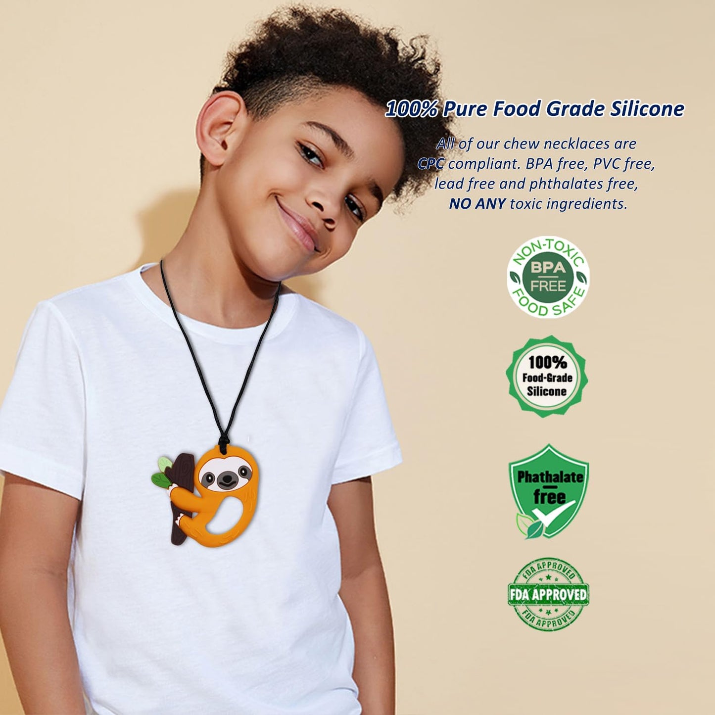 Chew Necklaces for Sensory Kids Boys Girls, Chewy Necklace Sensory Toys for Kids with Autism 6 Pack, Silicone Oral Motor Aids Chew Toys for Children Adults Reduce Fidgeting