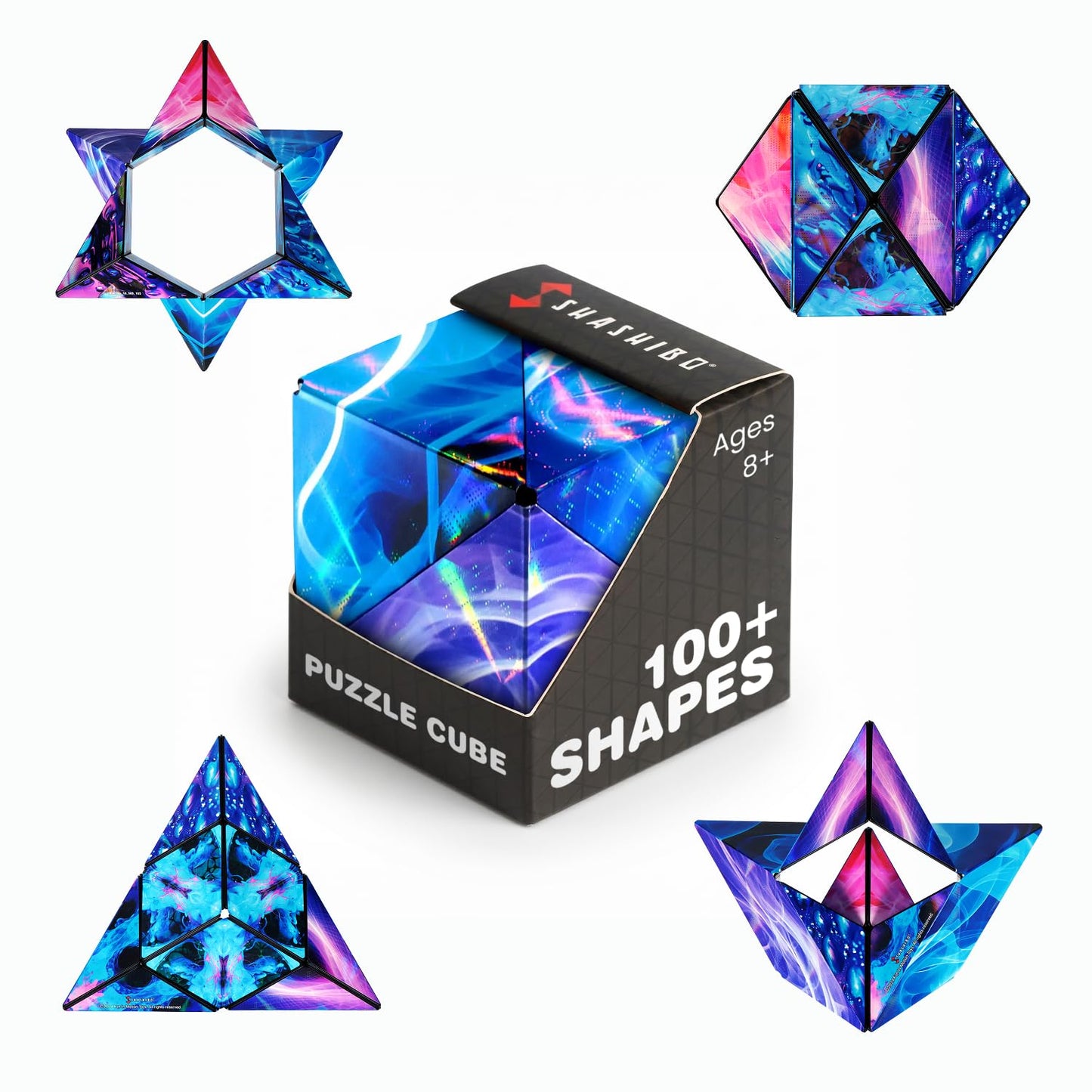 Shashibo Sensory Fidget Toy for Adults & Kids, Stress Relief Fidget Toy for Adults, Teens & Kids, Cool Fidget Toys for Desk, Classroom Must Have, Sensory Shape Shifting Cube, 100+ Possible Shapes