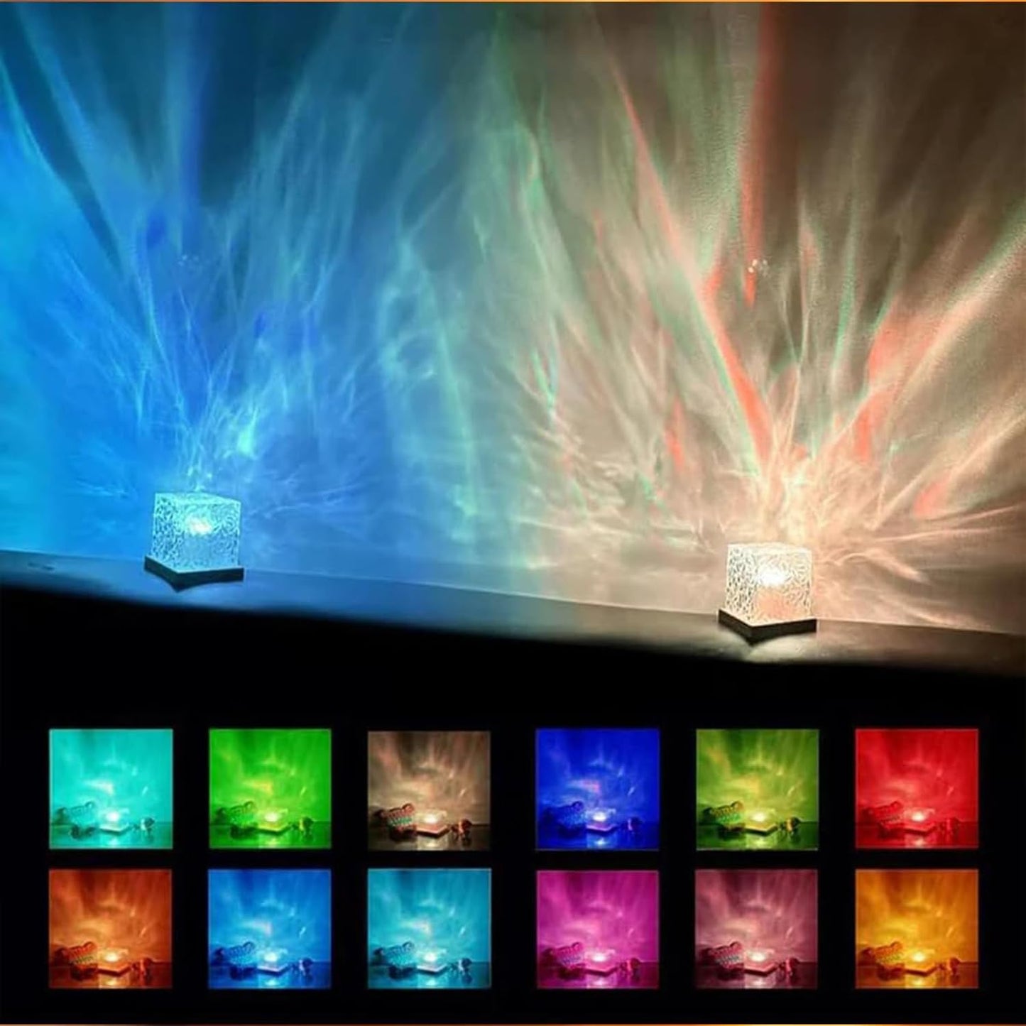 Ocean Wave Projector Light, 16-Color LED Shower Lamp with Remote, 3D Water Ripple Projection, Romantic Ambient Lighting for Kids Room, Relaxation, Bedroom, Bathroom & Night Light