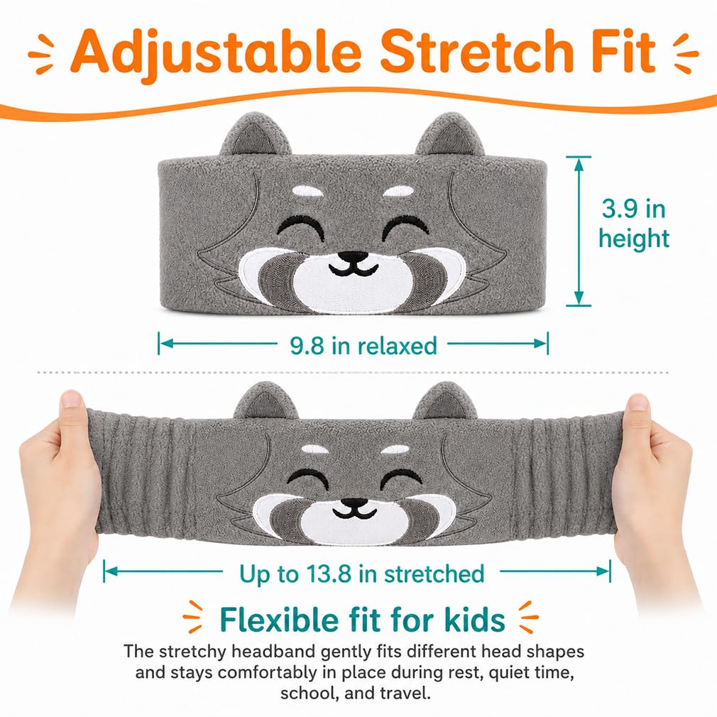 Dozibands Plush Sleep Headband for Kids Bluetooth Wireless Cozy Tunes Headphones Sensory Eye Mask Sleeping Ear Muffs