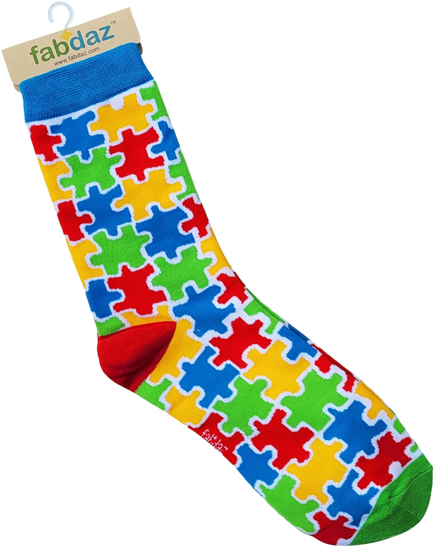 Fabdaz Colorful Autism Awareness Puzzle Pieces Women's Novelty Crew Socks - 1 Pair, 1 Size Fits Most