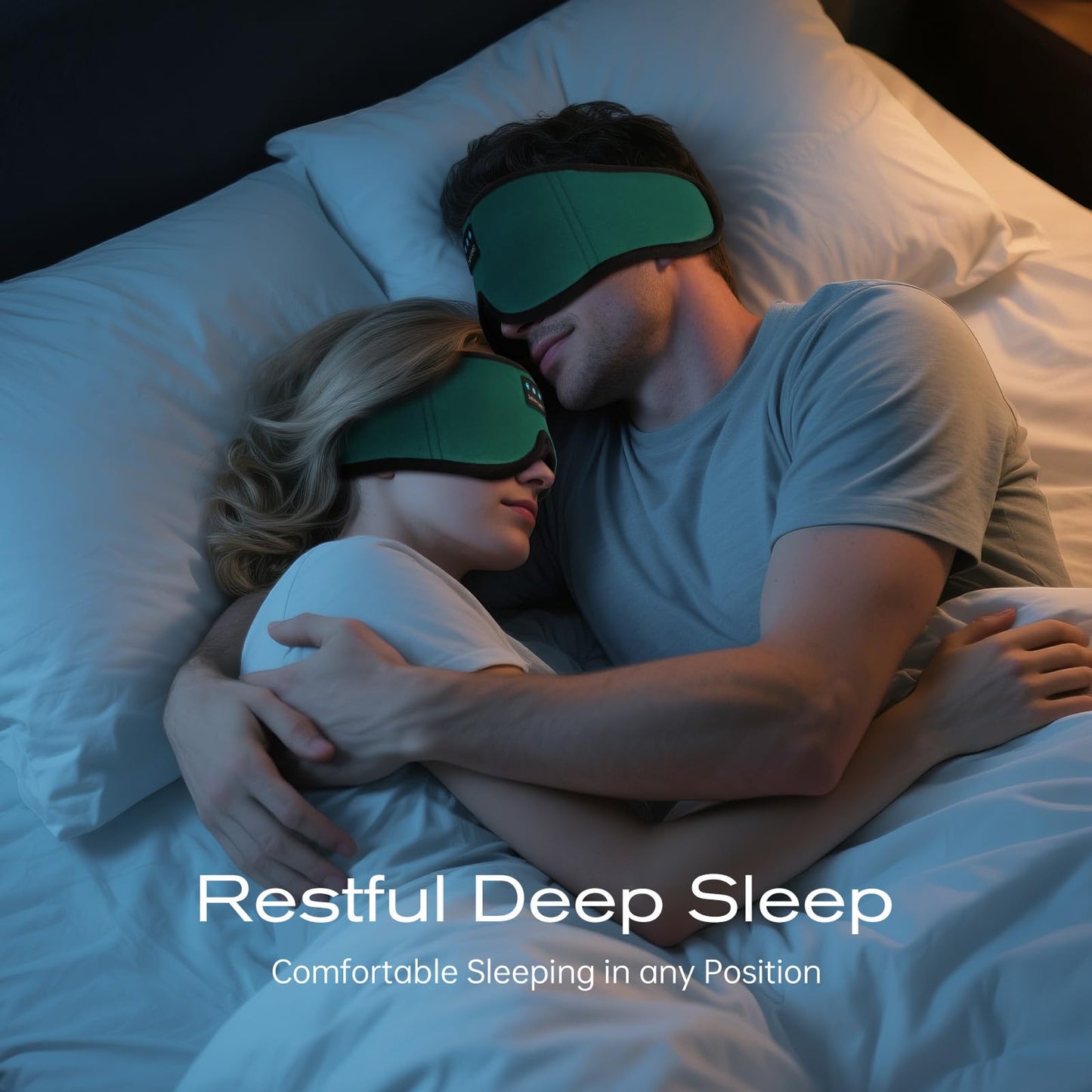 Bamboo Cotton Large Sleep Mask with Bluetooth Wireless Headphones - Blackout Eye Mask for Sleeping 3D Contoured Sleep Eye Cover Headband Ear Plugs Low Noise Hook for Men Women Better Experience (Grey)