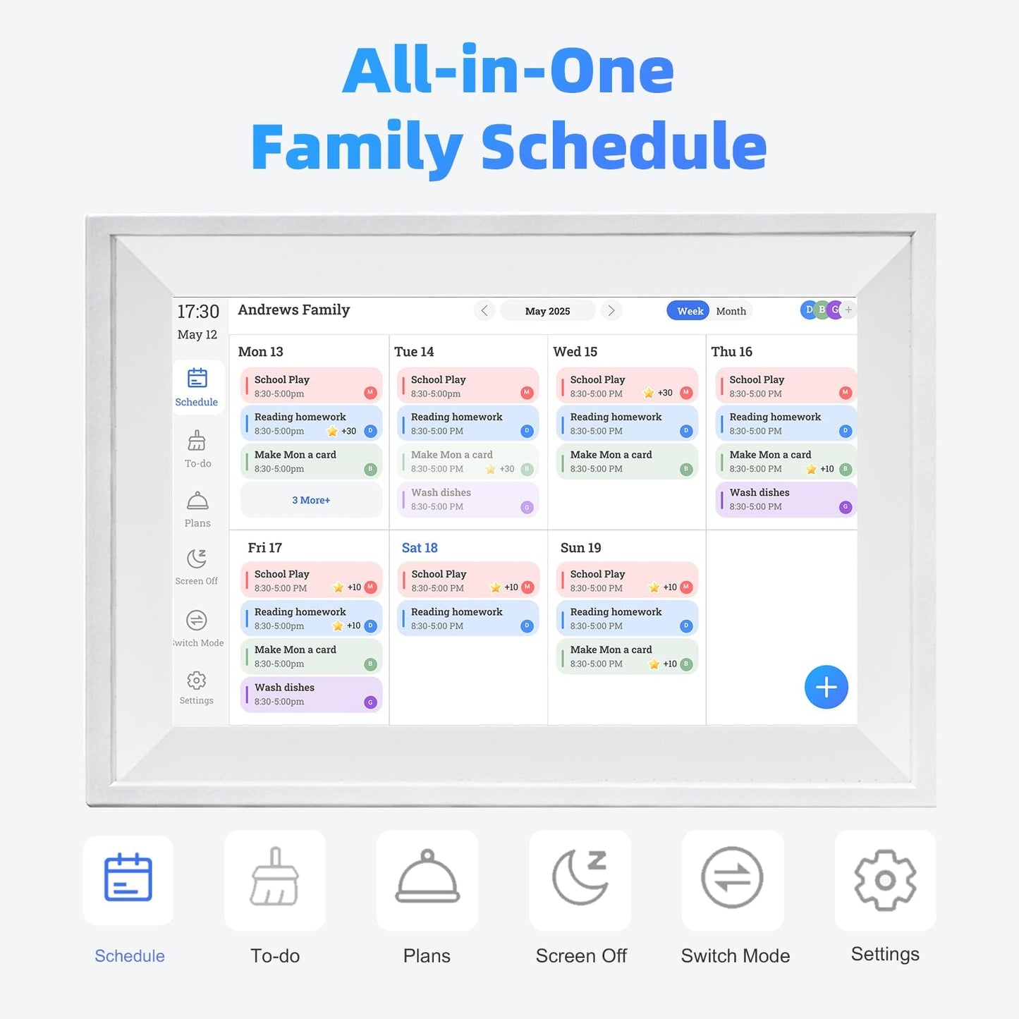 10.1" Smart Chore Chart & Visual Schedule for Kids - Digital Daily Routine Board, Neurodivergent Friendly Gamified Planner display, App Syncs w/ Google Calendar, No Subscription (Classic Routine Edition)